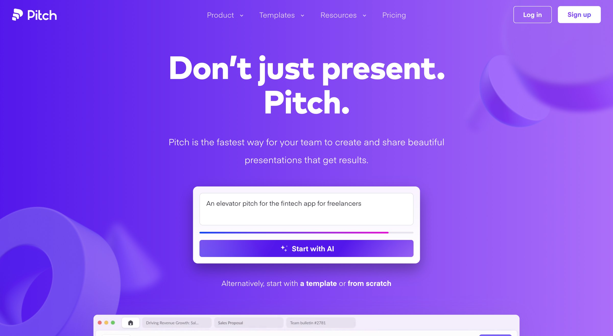 Pitch - Presentation software for fast-moving teams | Pitch screen