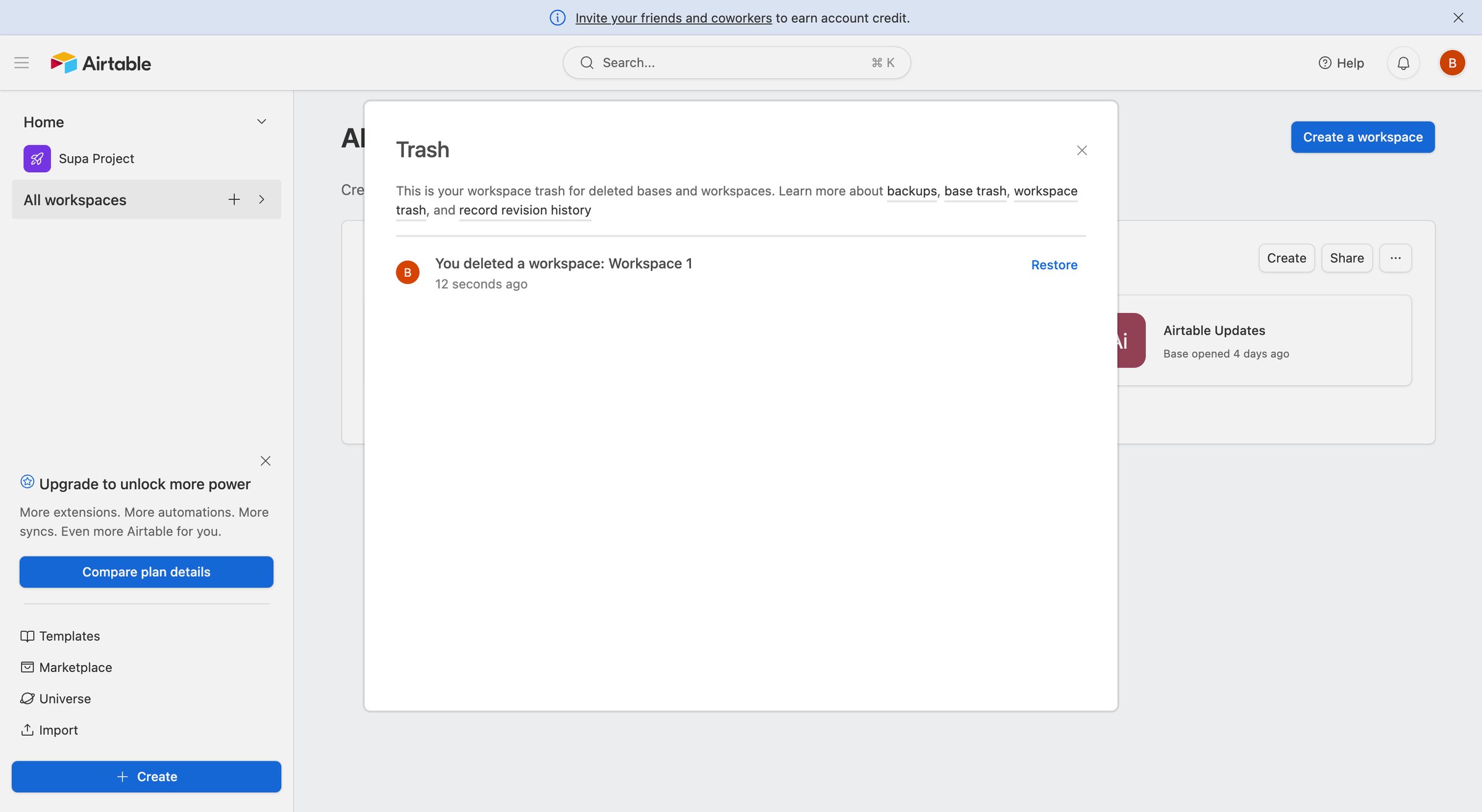 Airtable screen