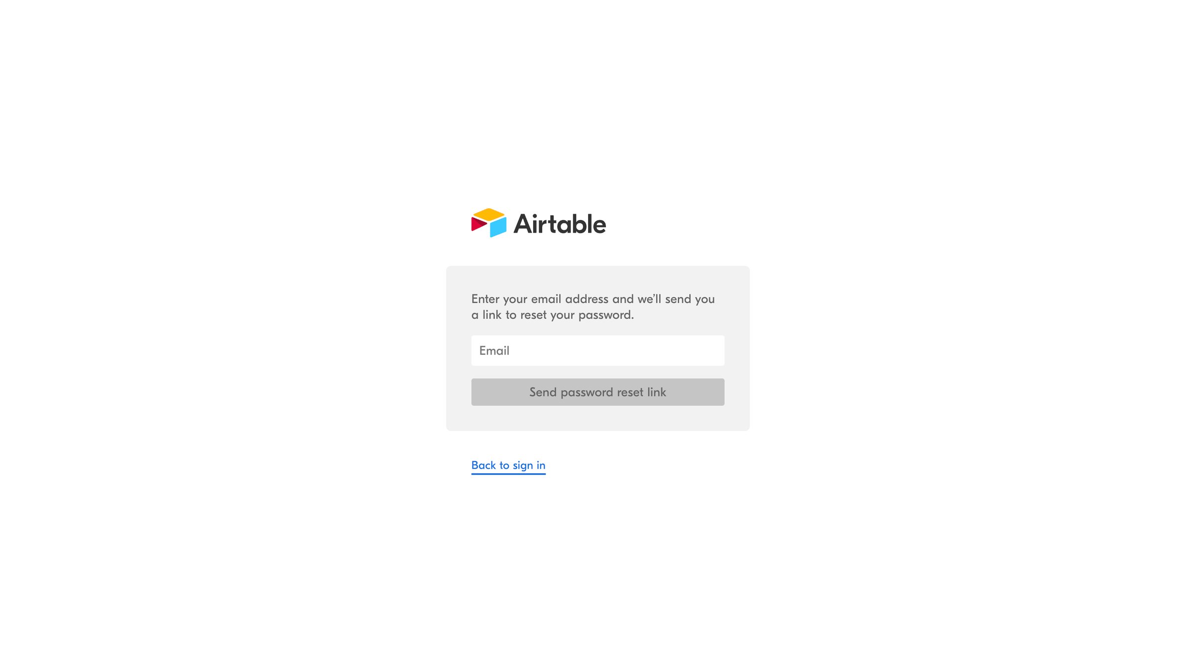 Airtable - Forgot password - Airtable screen
