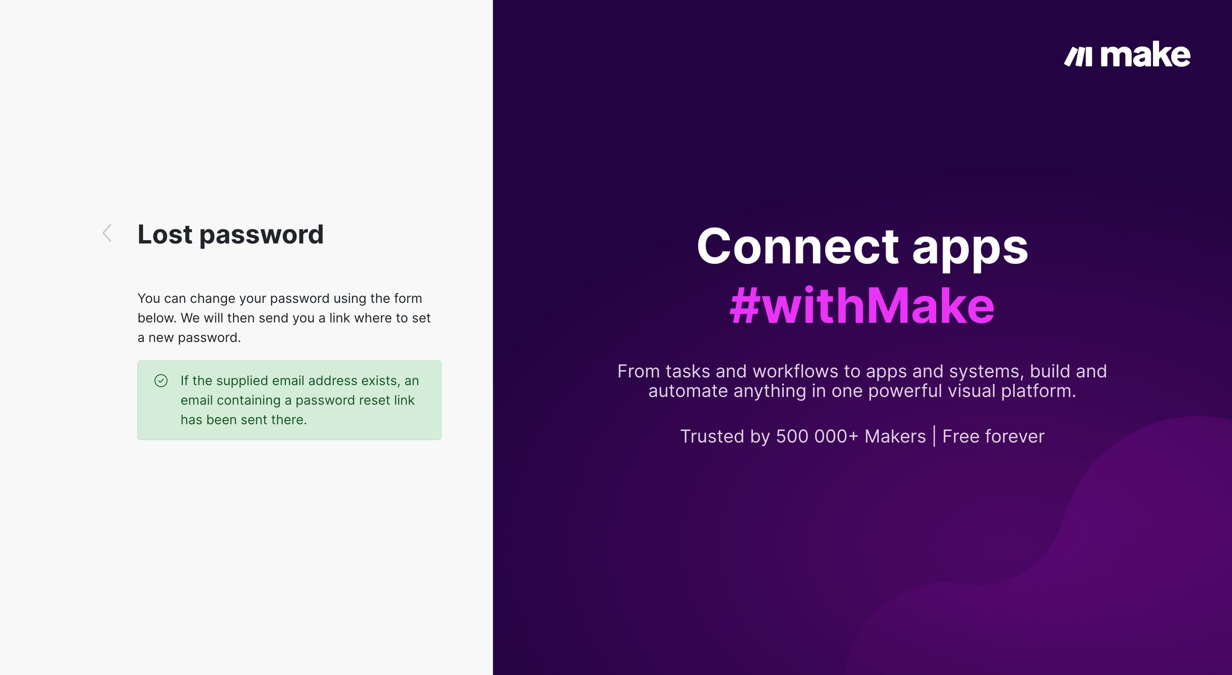 Make - Lost password screen