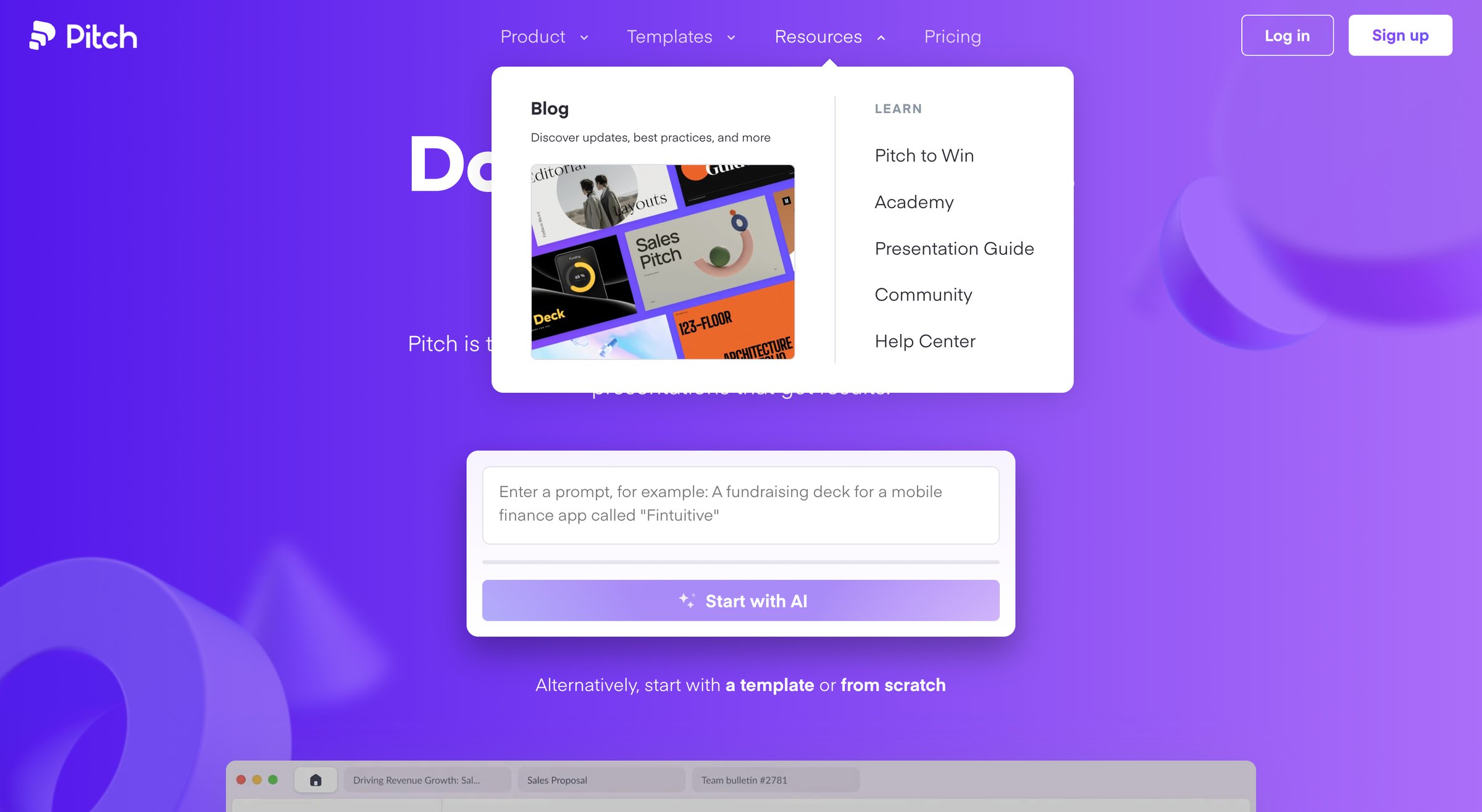Pitch - Presentation software for fast-moving teams | Pitch screen