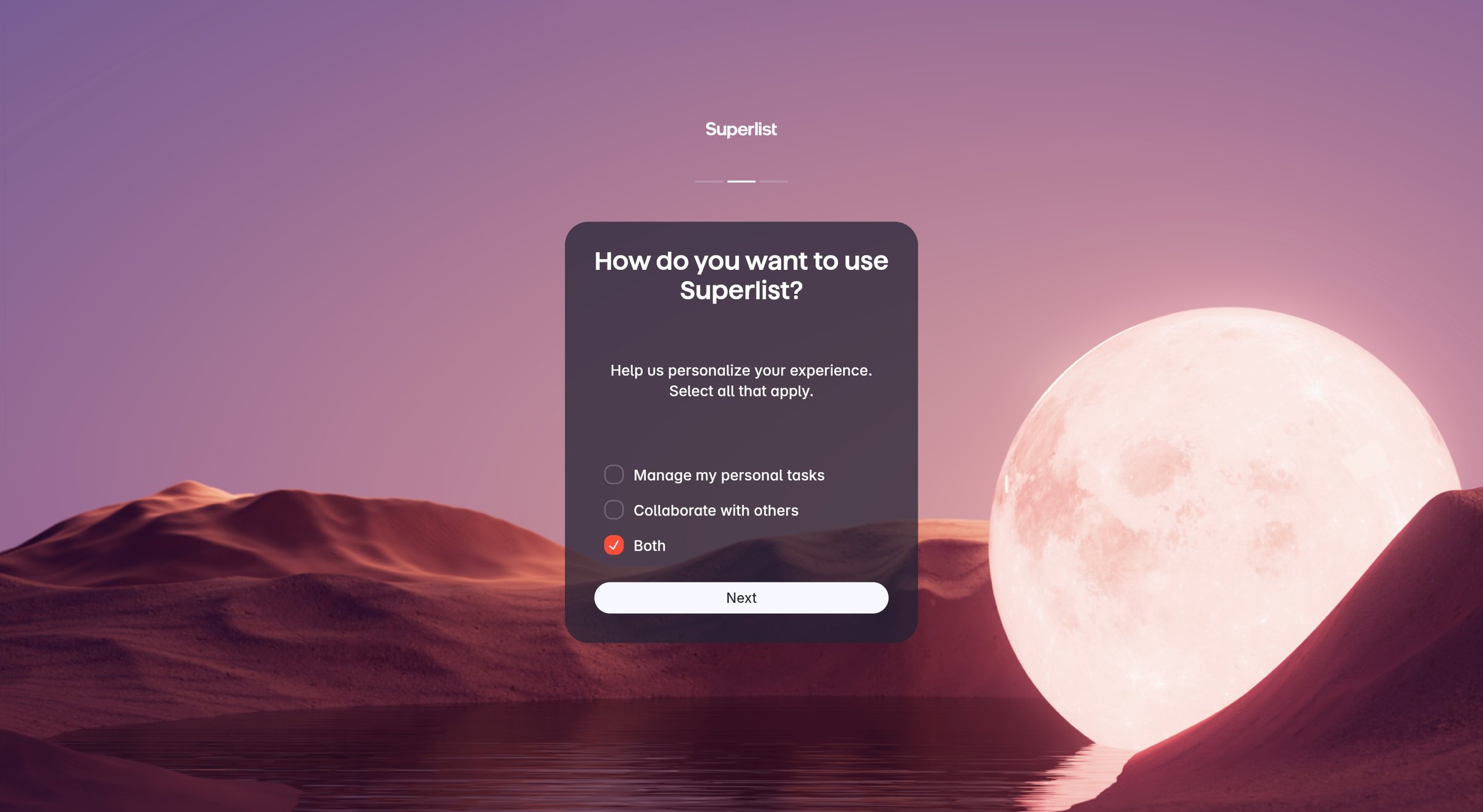 Superlist screen