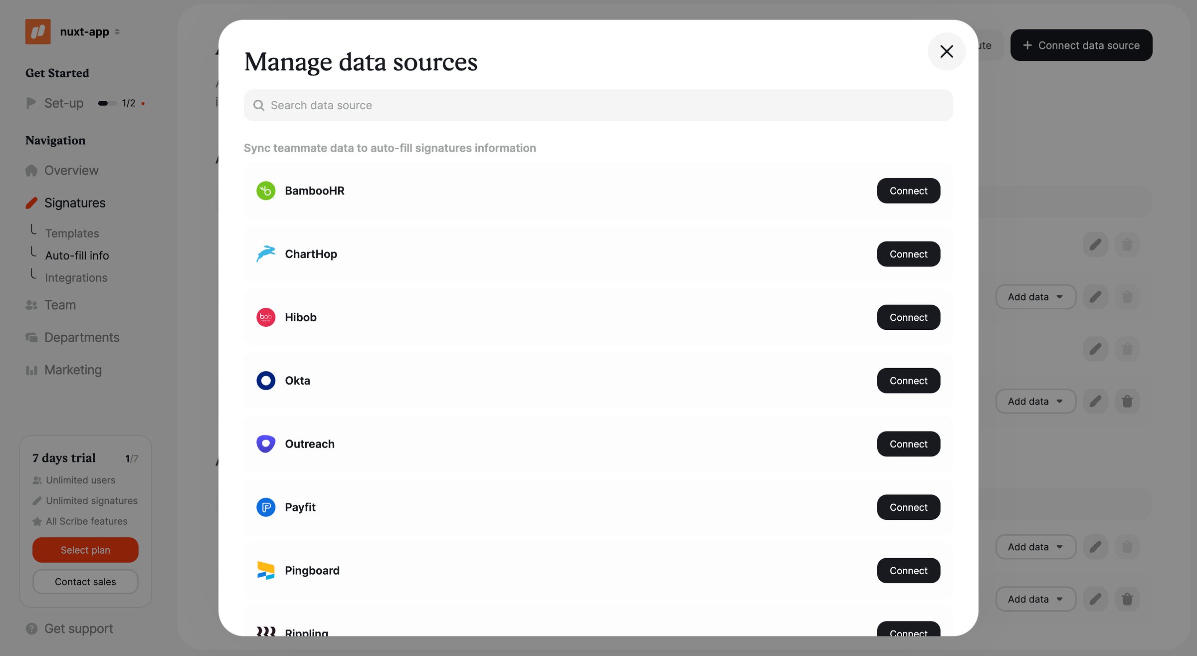 Scribe - Auto-fill info | Signatures Scribe screen