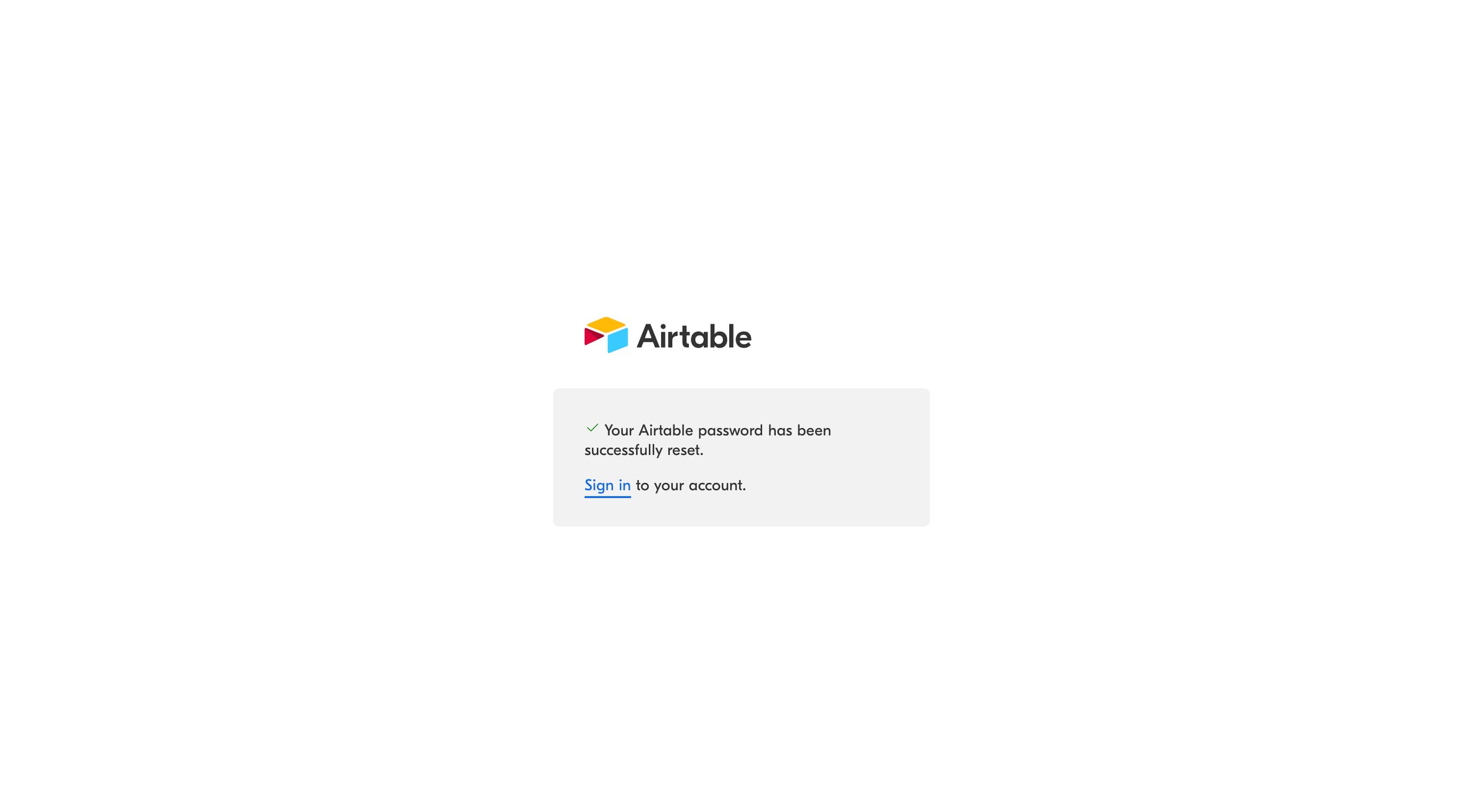 Airtable - Password has been reset - Airtable screen