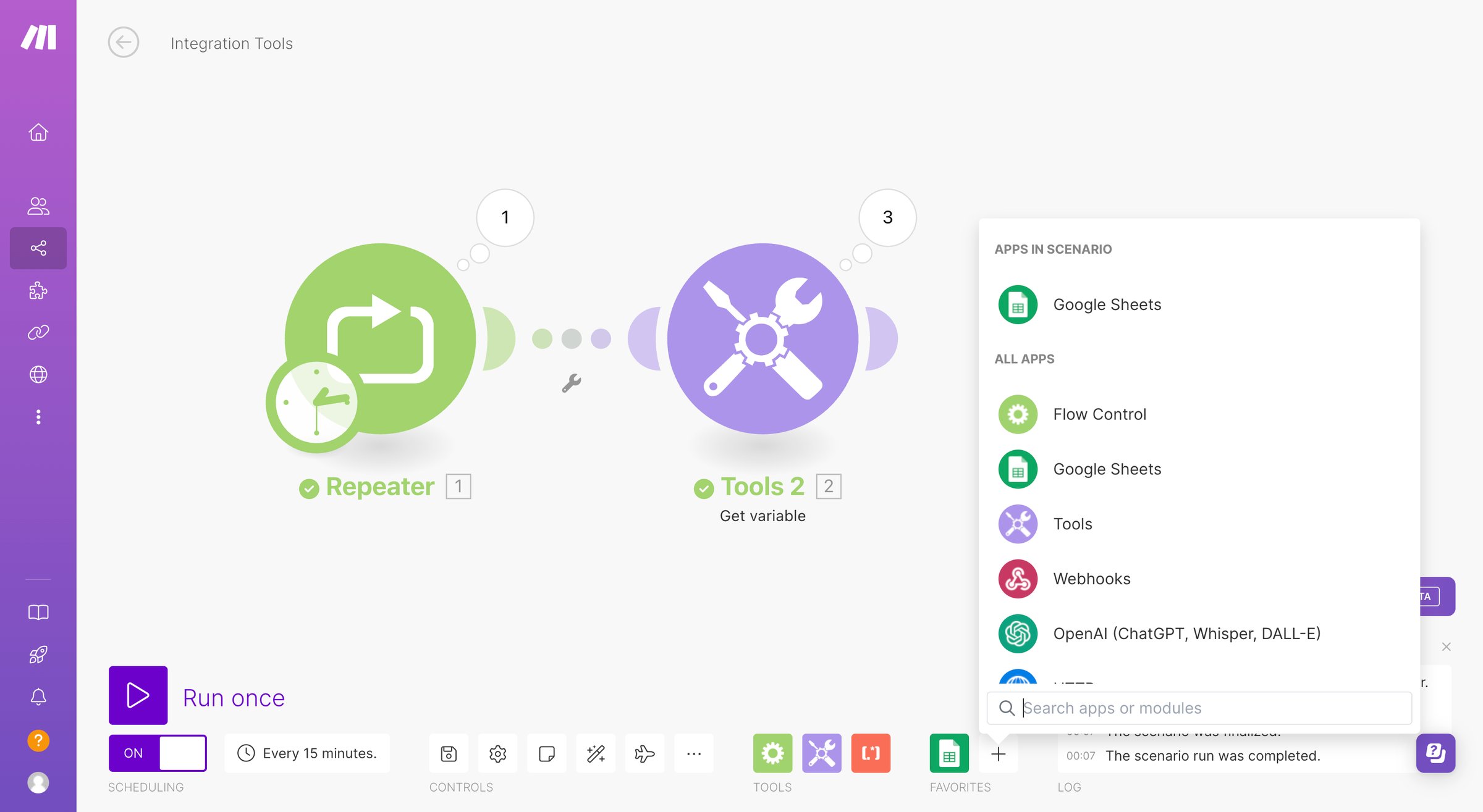 Make - Integration Tools | Make screen