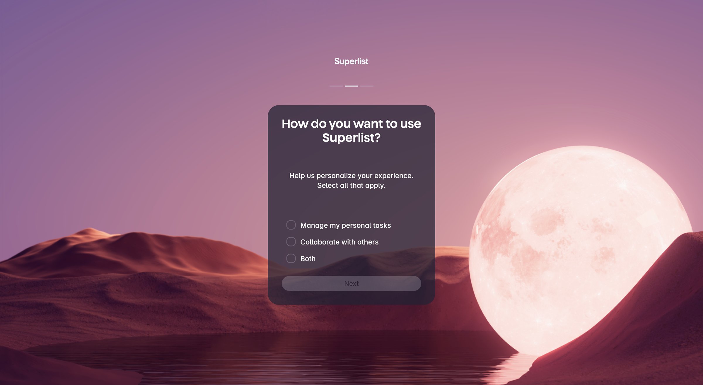 Superlist screen