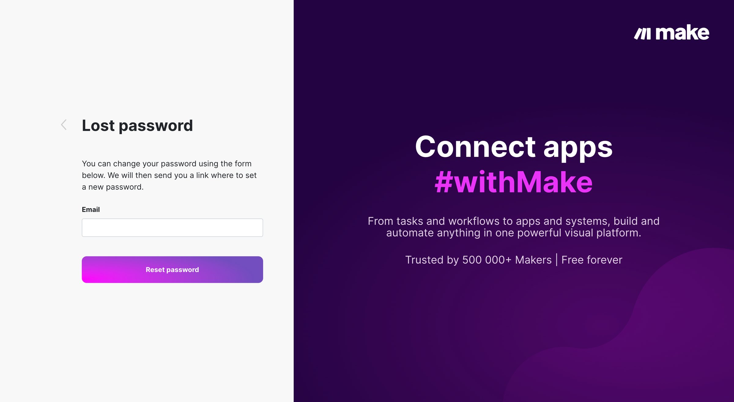 Make - Lost password screen