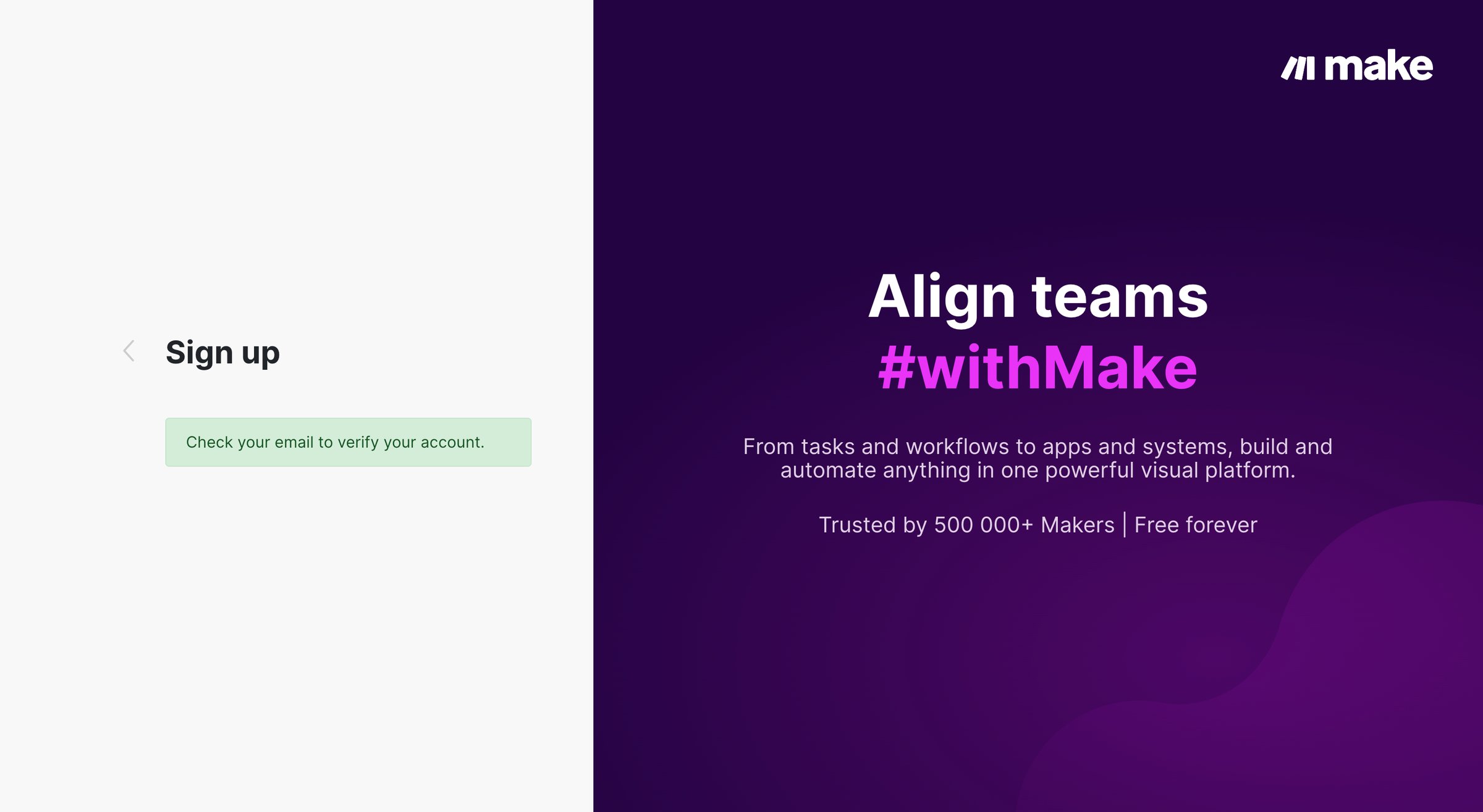 Make - Sign up screen