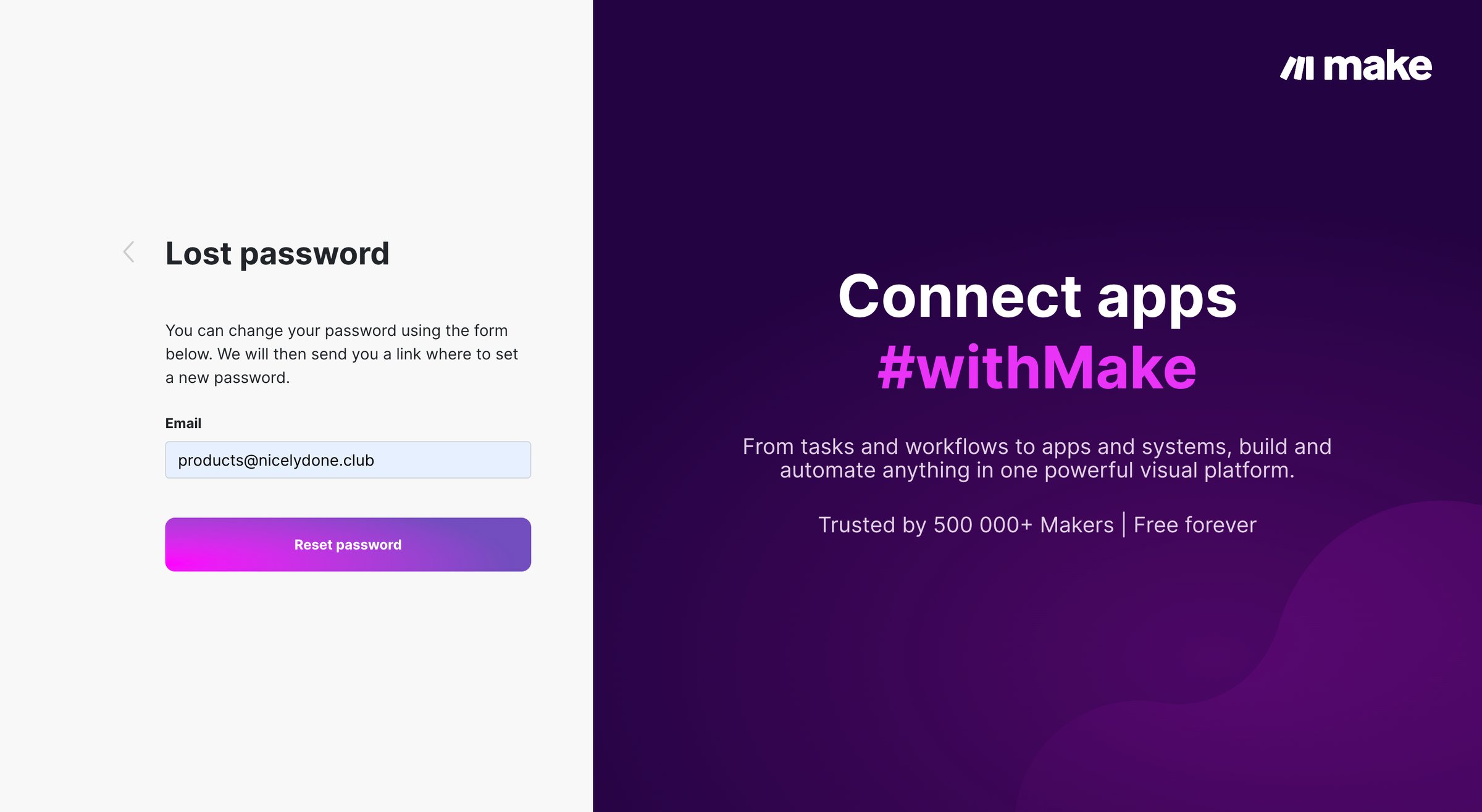 Make - Lost password screen