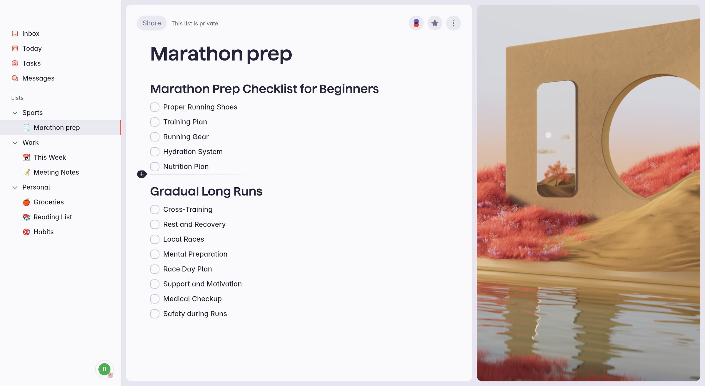 Superlist - Superlist | Marathon prep screen