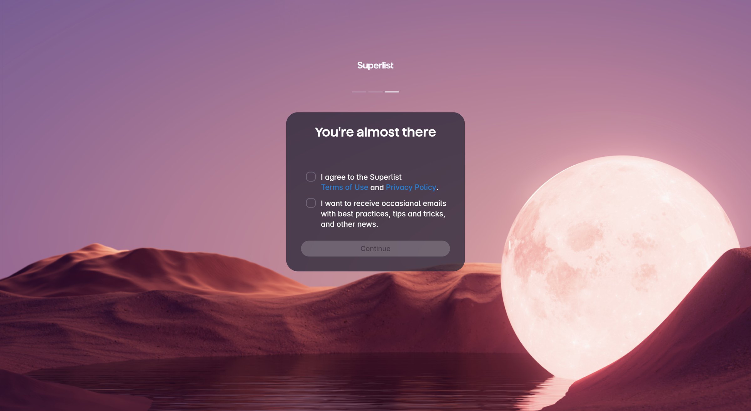 Superlist screen