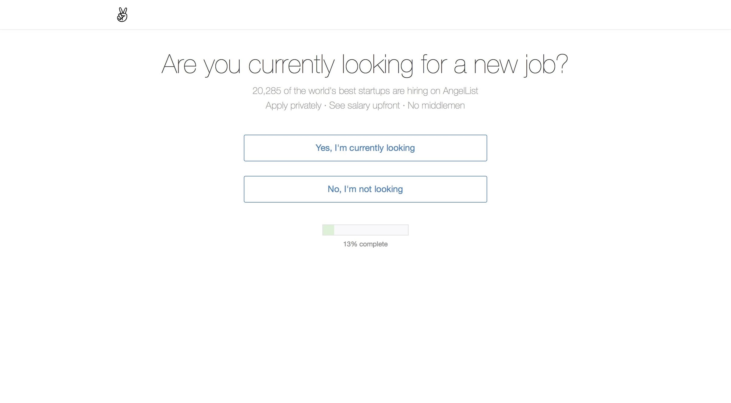 AngelList Talent - Onboarding screen