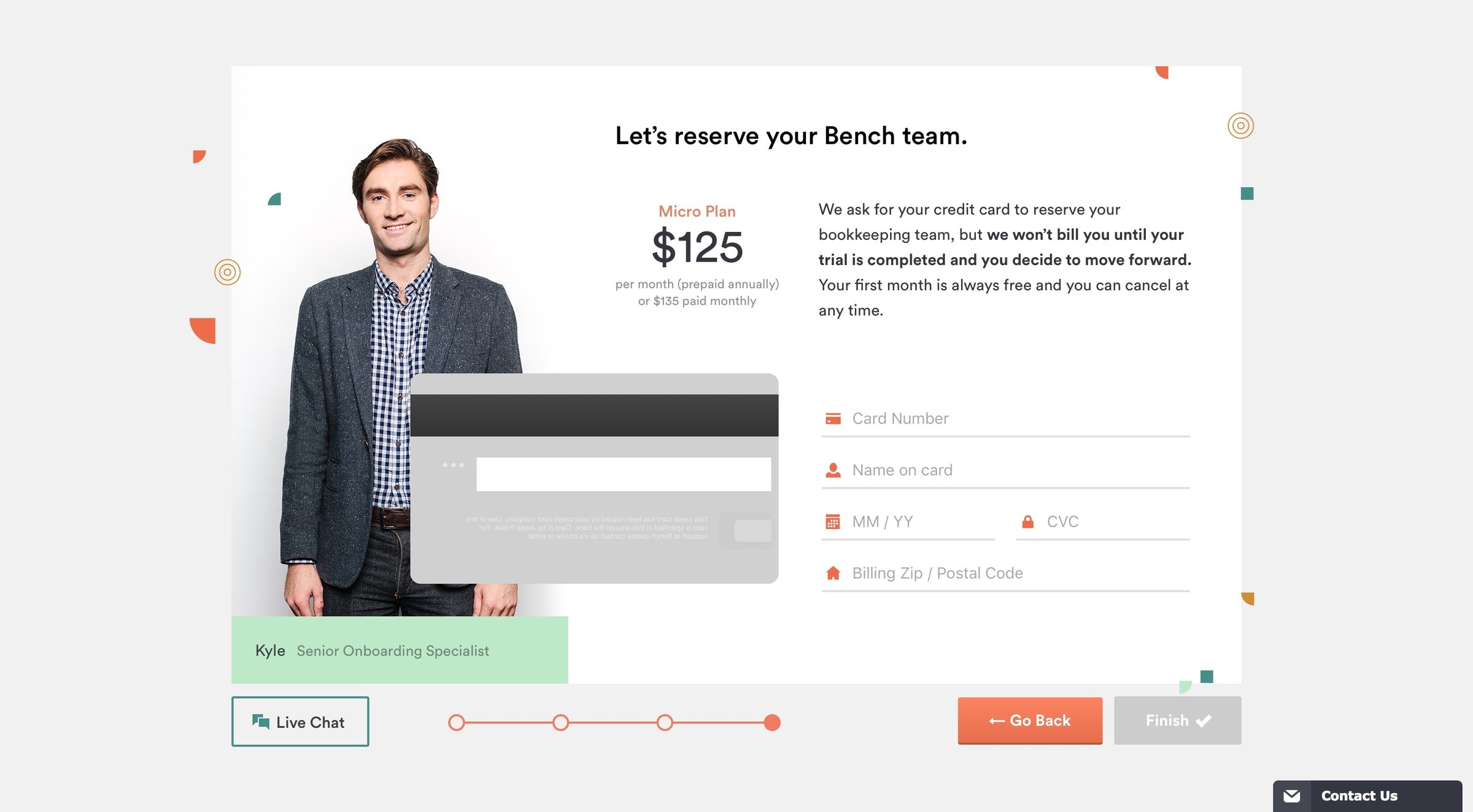 Bench - Onboarding screen