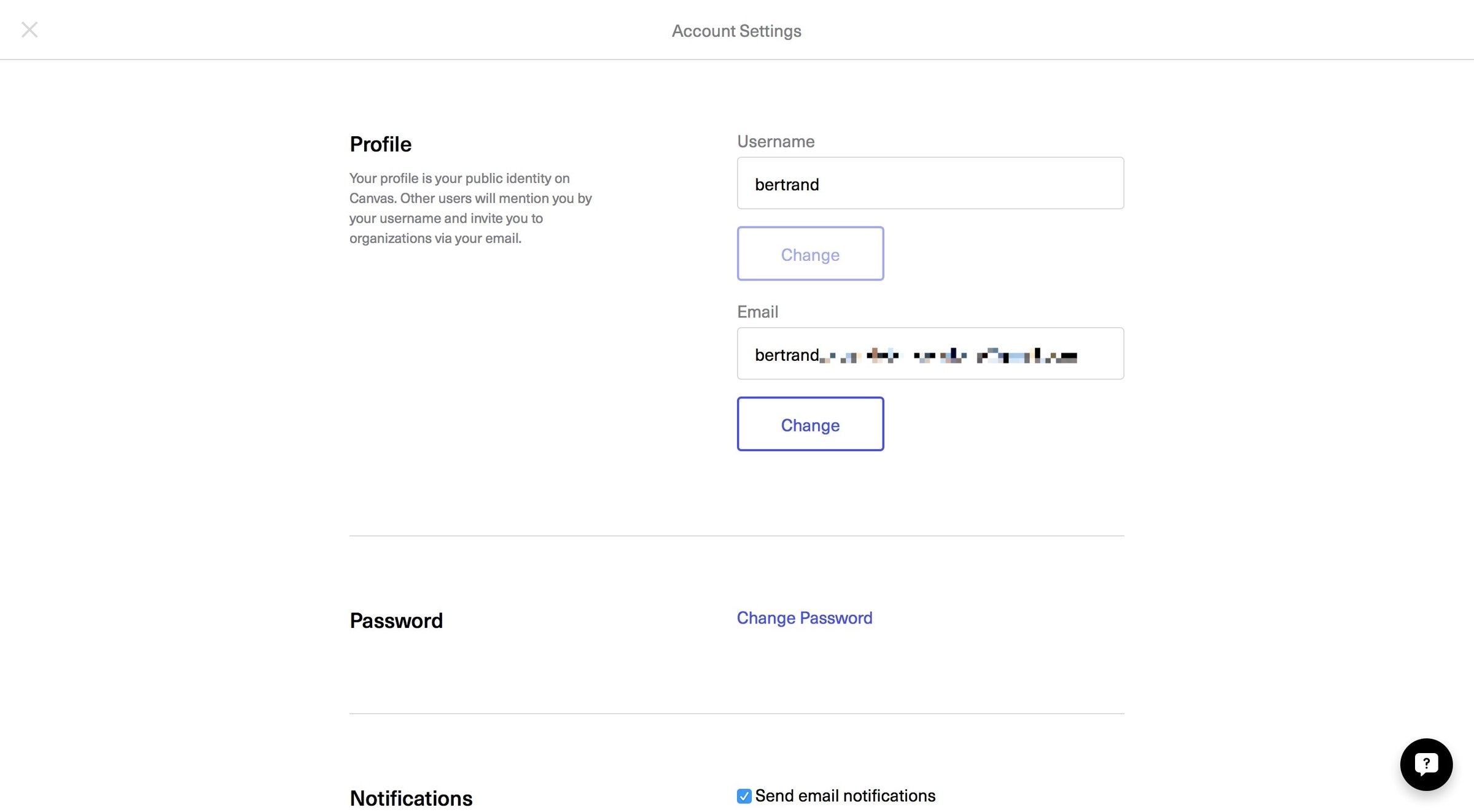 Settings from Canvas