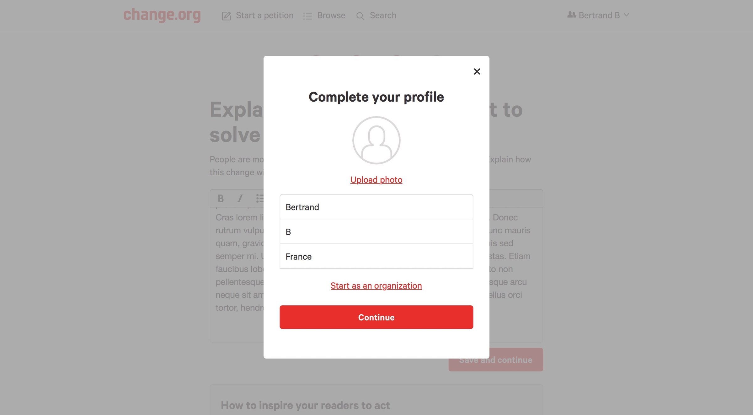 Change - Onboarding screen