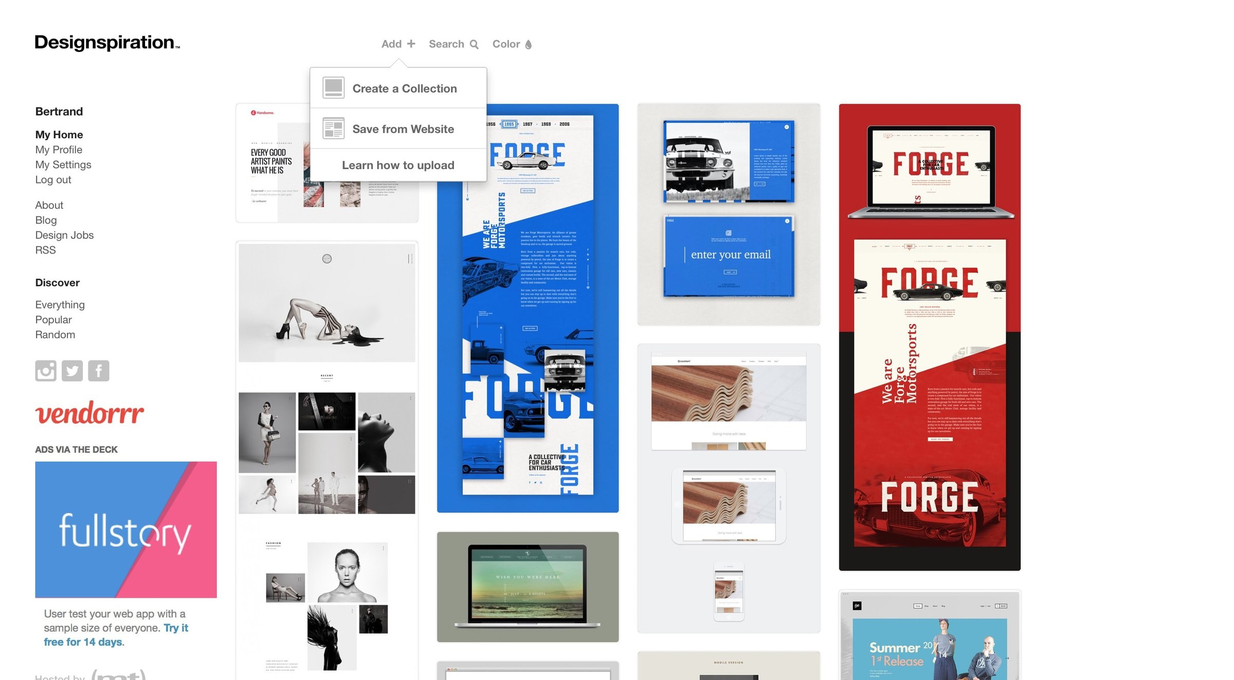 Designspiration - Dropdown screen