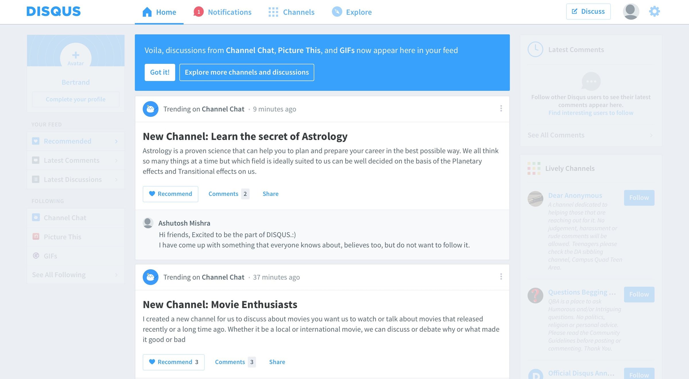 Disqus - Onboarding screen