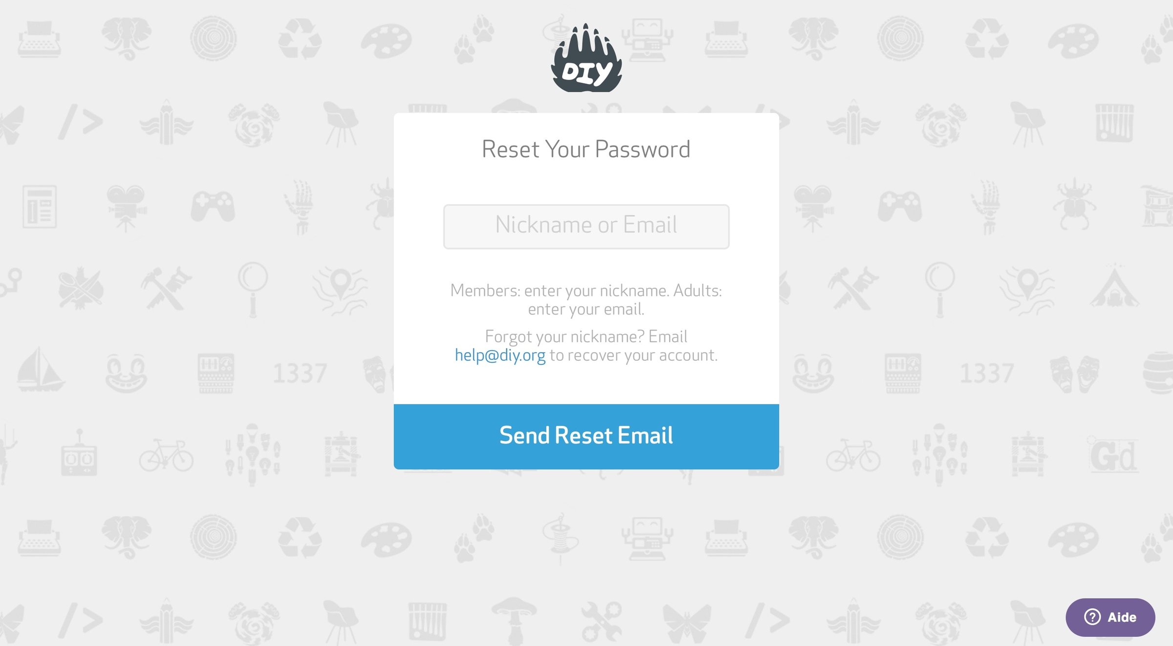 DIY - Password reset screen