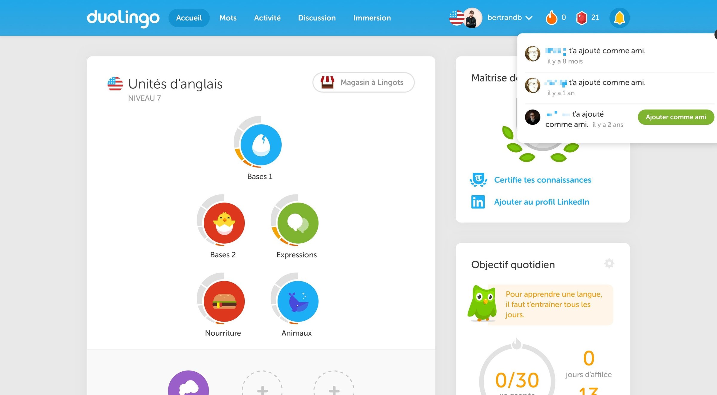 Duolingo - Dropdown screen