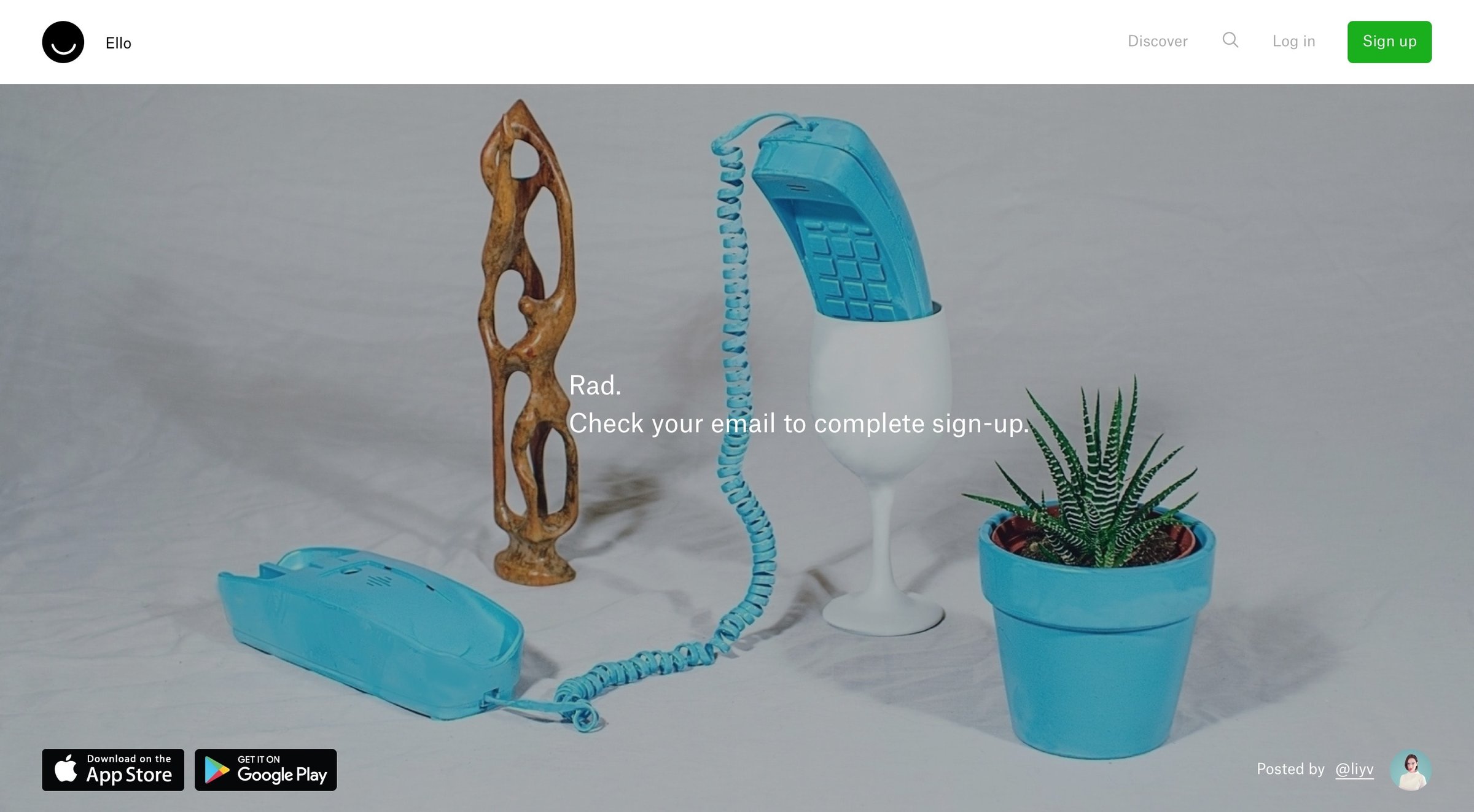 Ello - Sign up screen