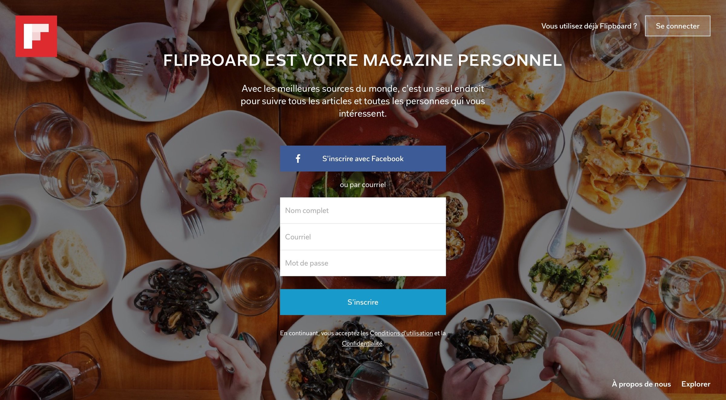 Flipboard - Landing page screen