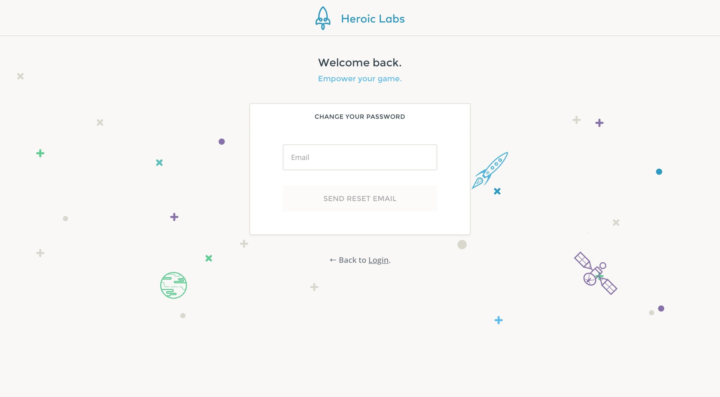 Heroic Labs - Password reset screen