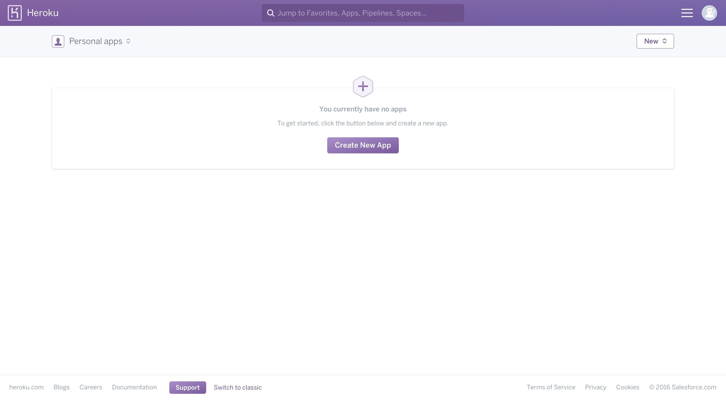 Heroku - Home screen