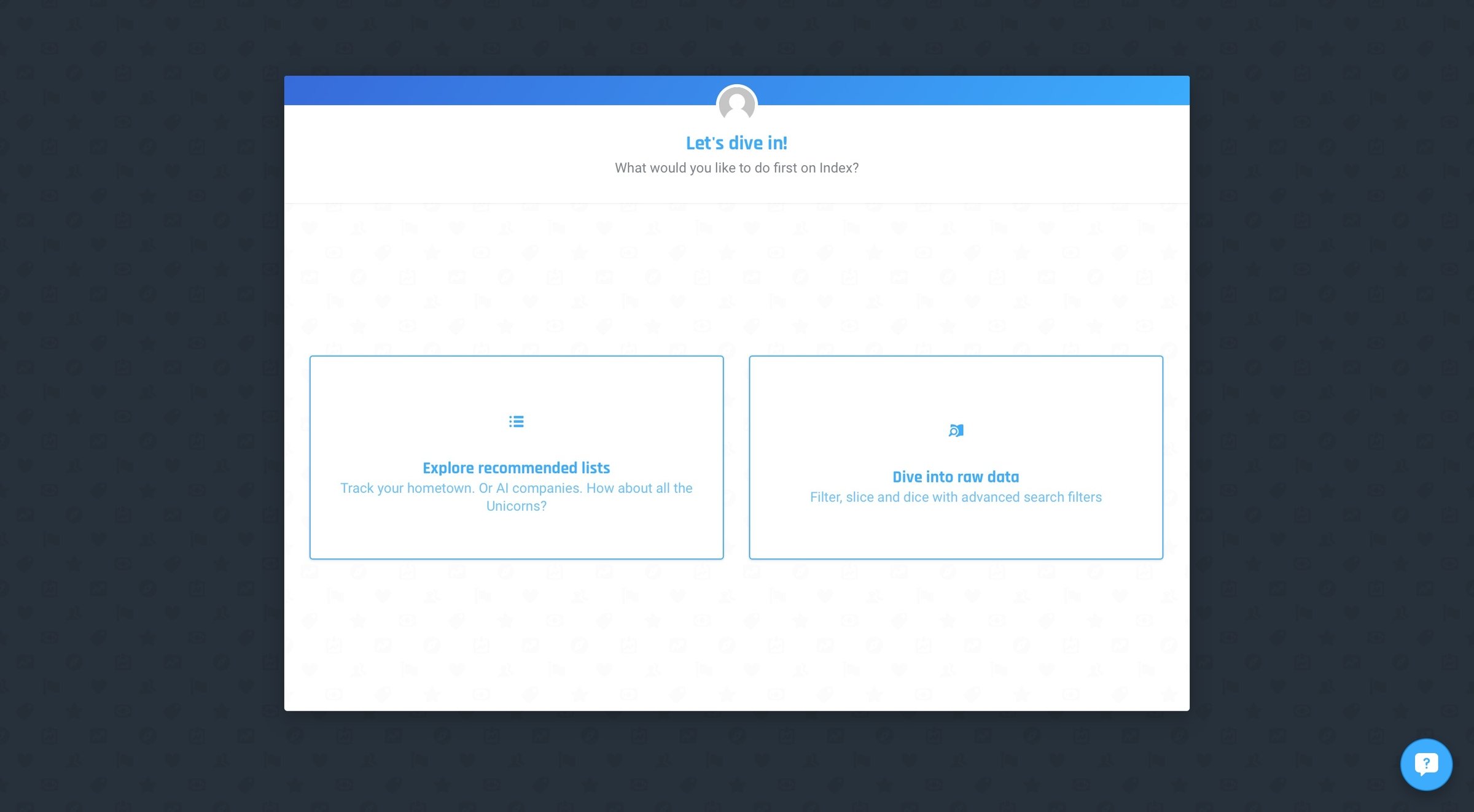 Index - Onboarding screen