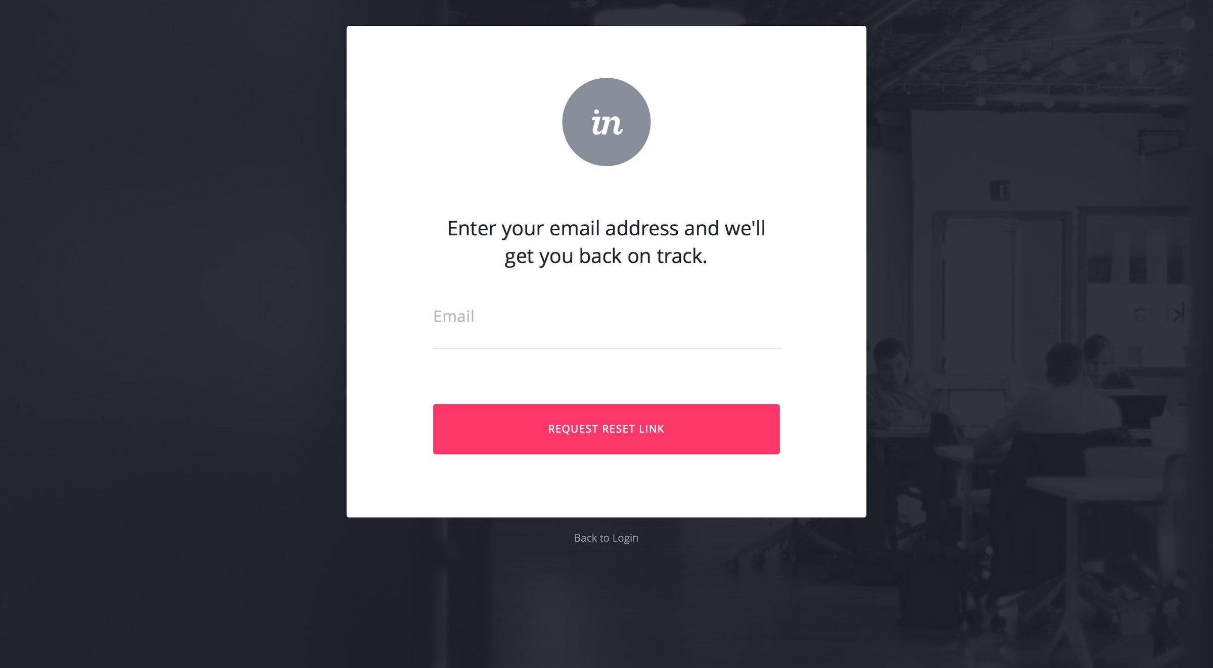 Invision - Password reset screen