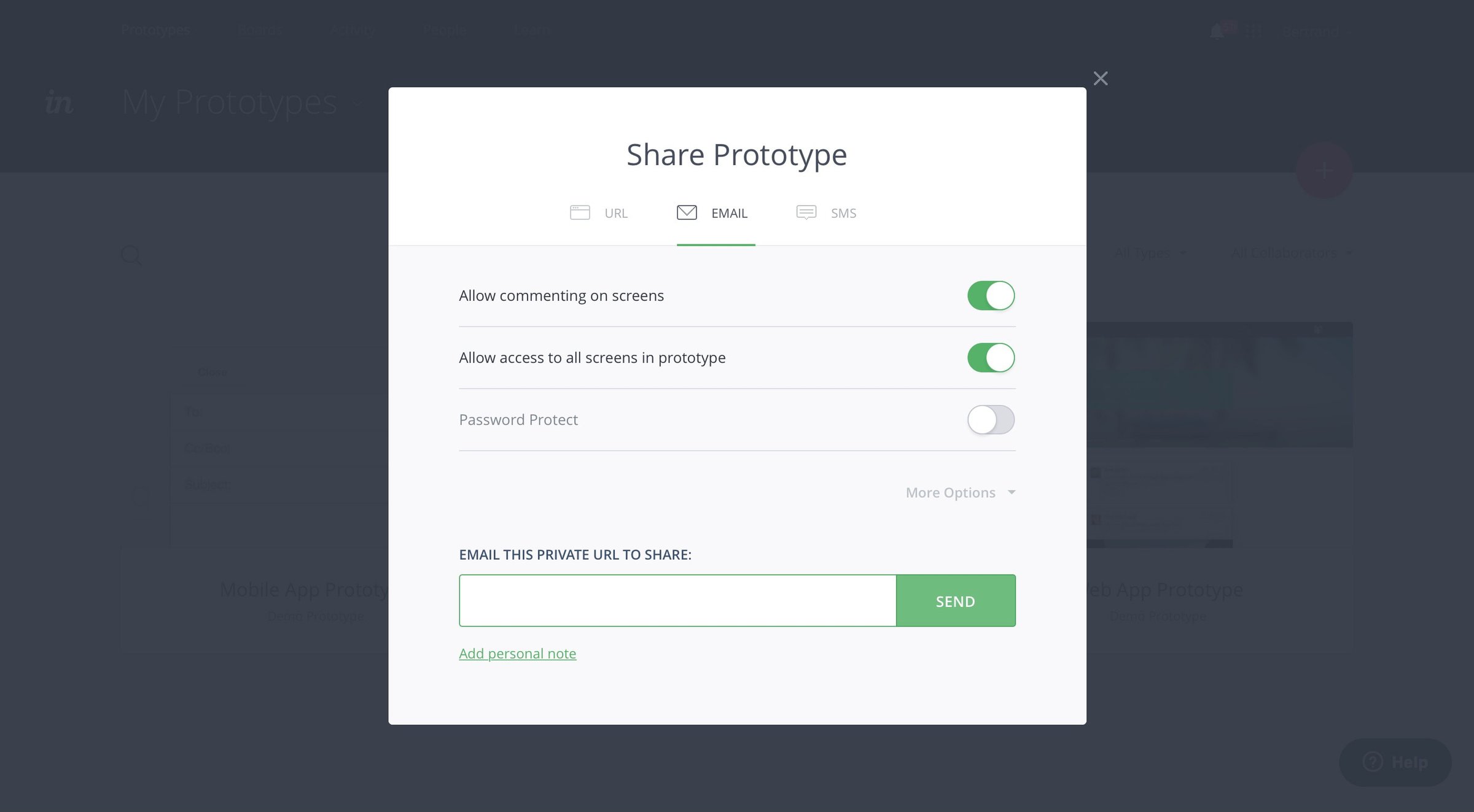 Invision - Share screen