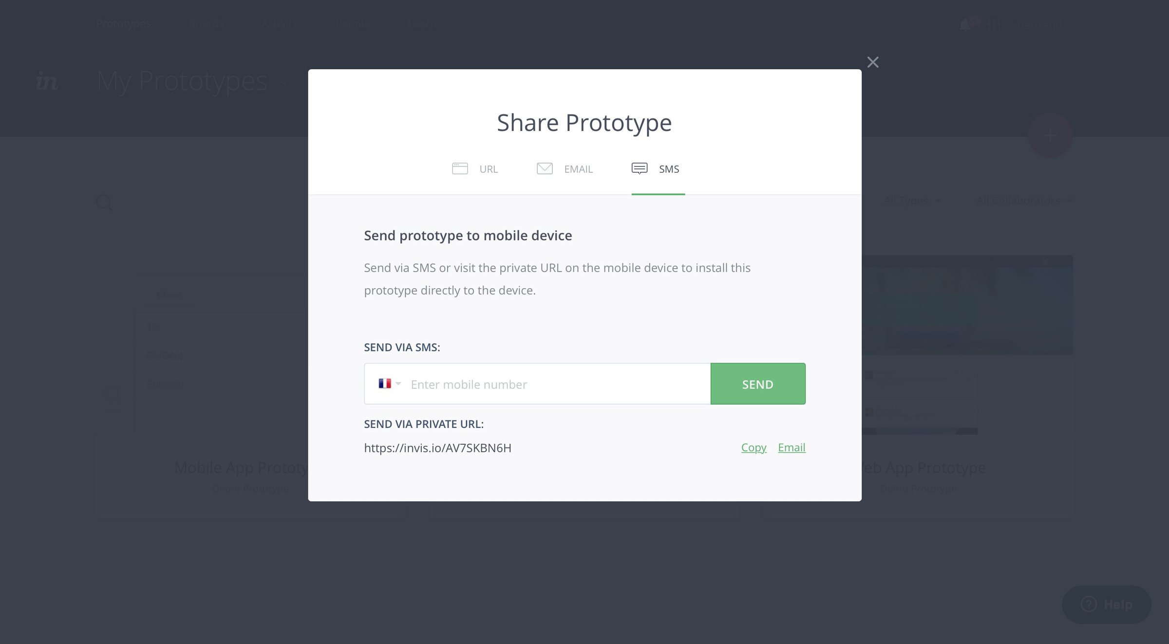 Invision - Share screen
