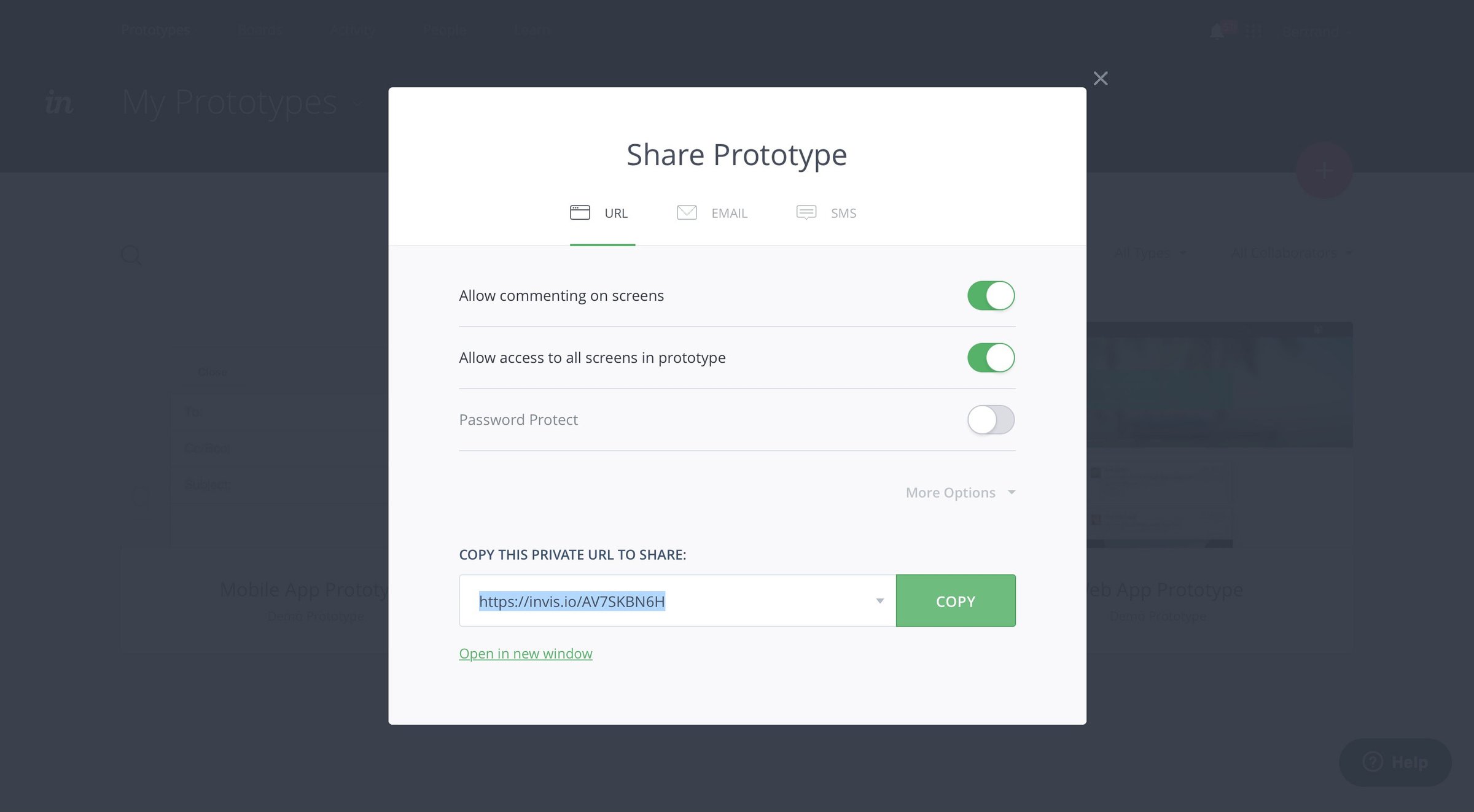 Invision - Share screen