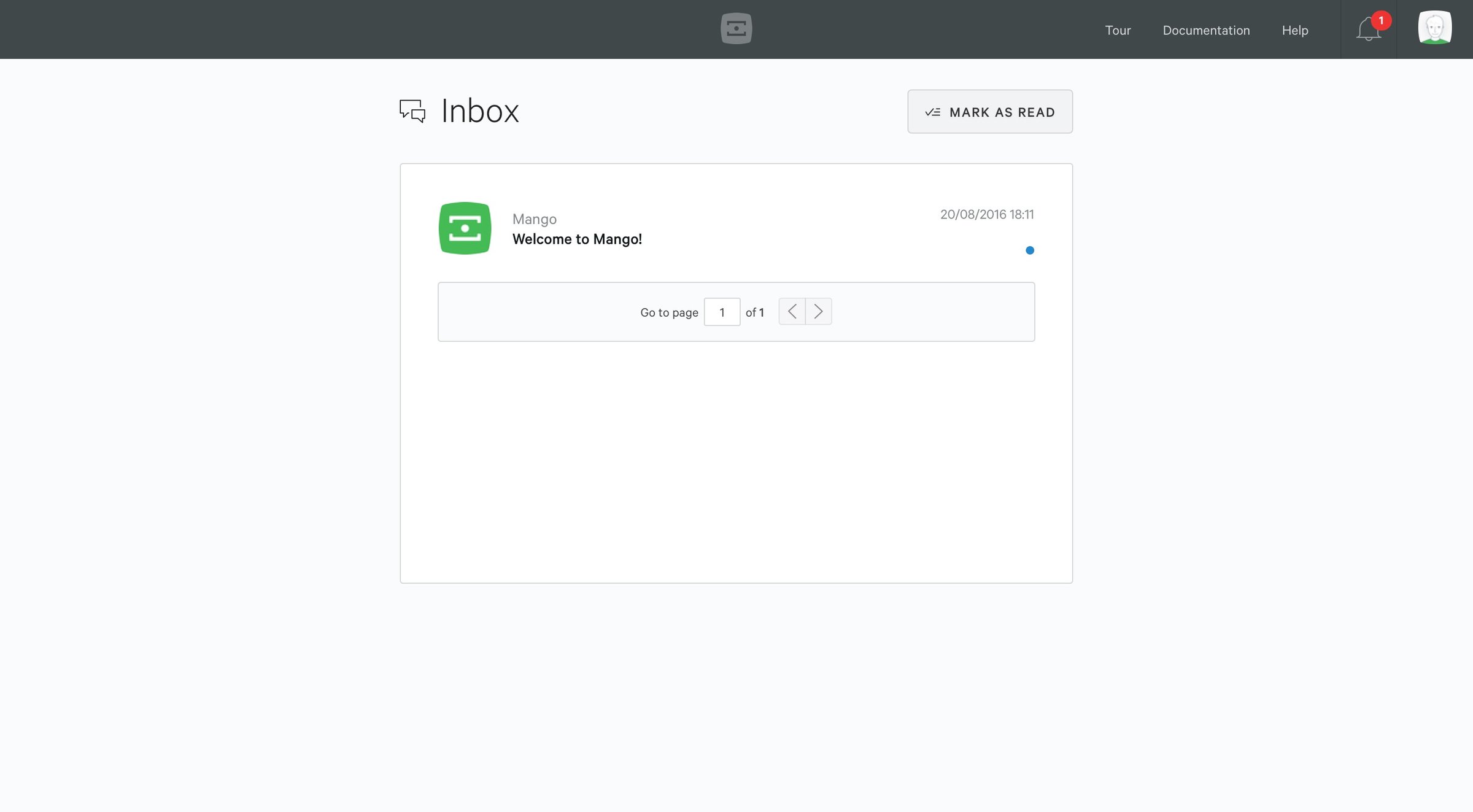 Mango - Notifications screen