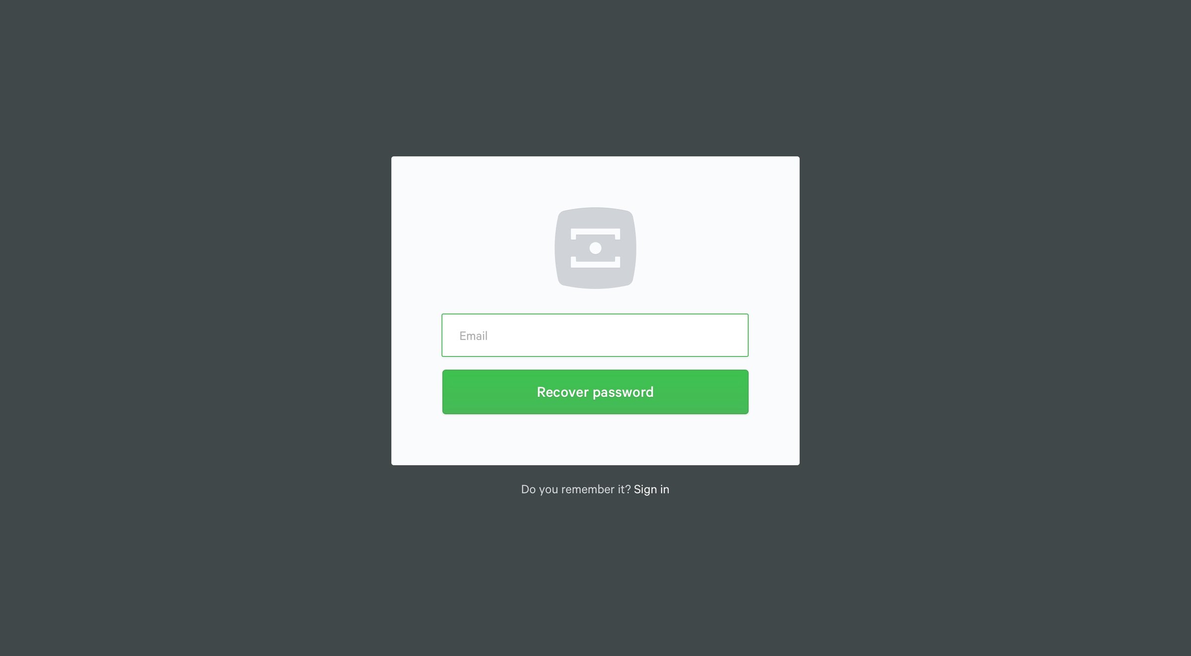 Mango - Password reset screen