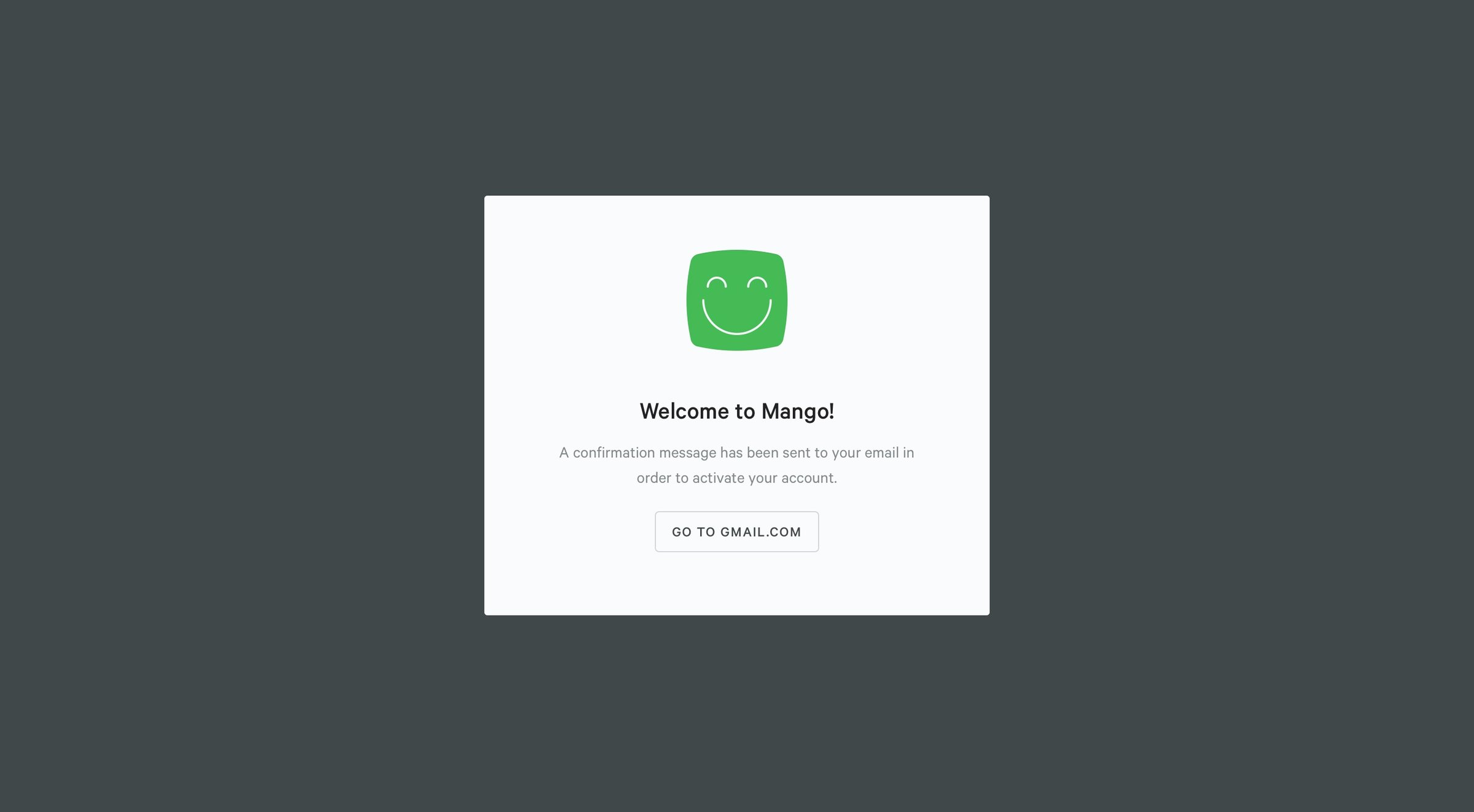 Mango - Sign up screen