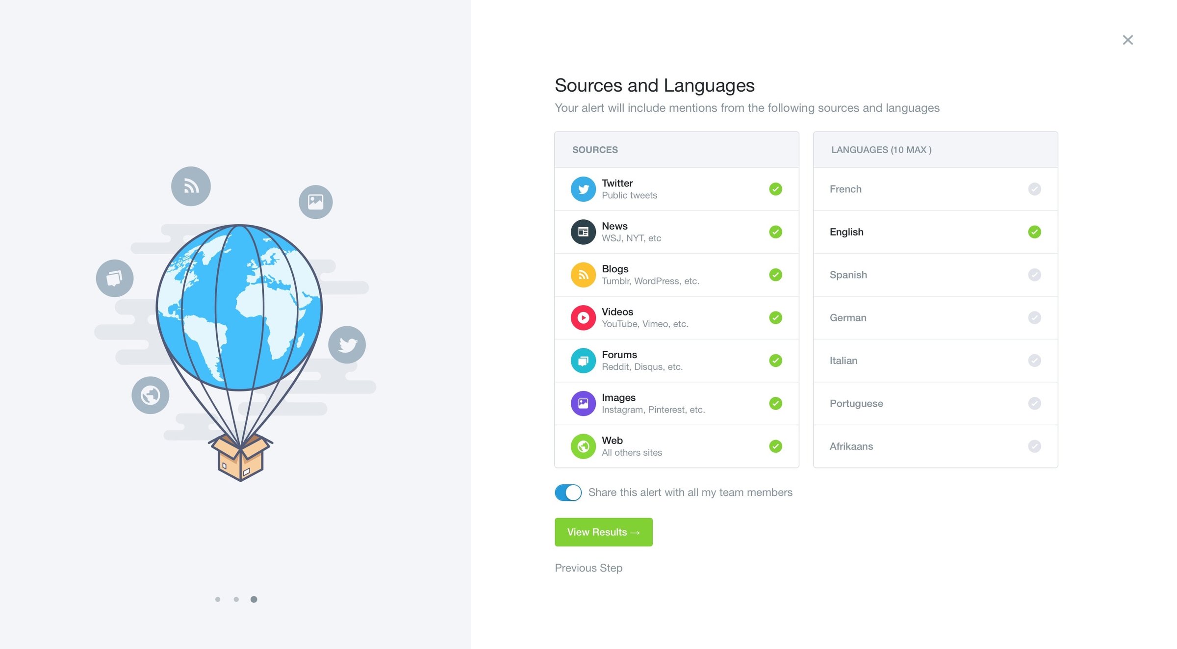 Mention - Onboarding screen