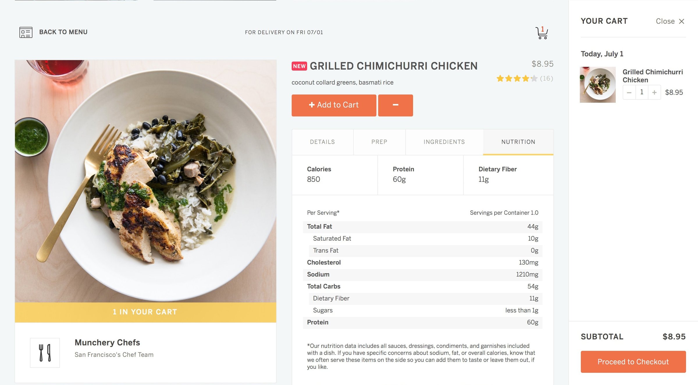 Munchery - Cart screen