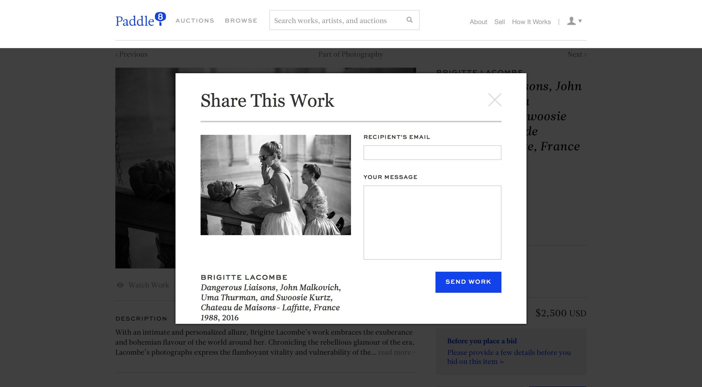 Paddle8 - Share screen