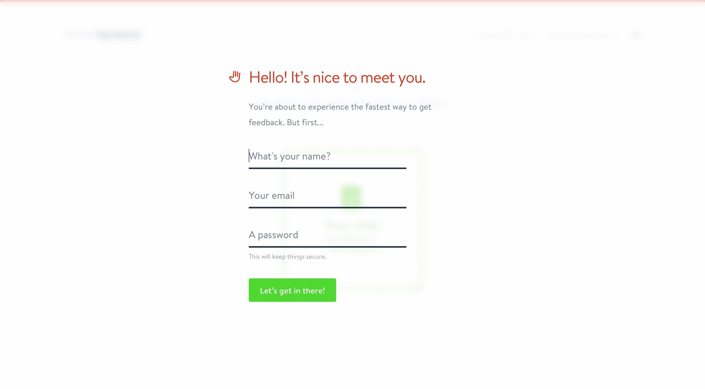 Redpen - Sign up screen