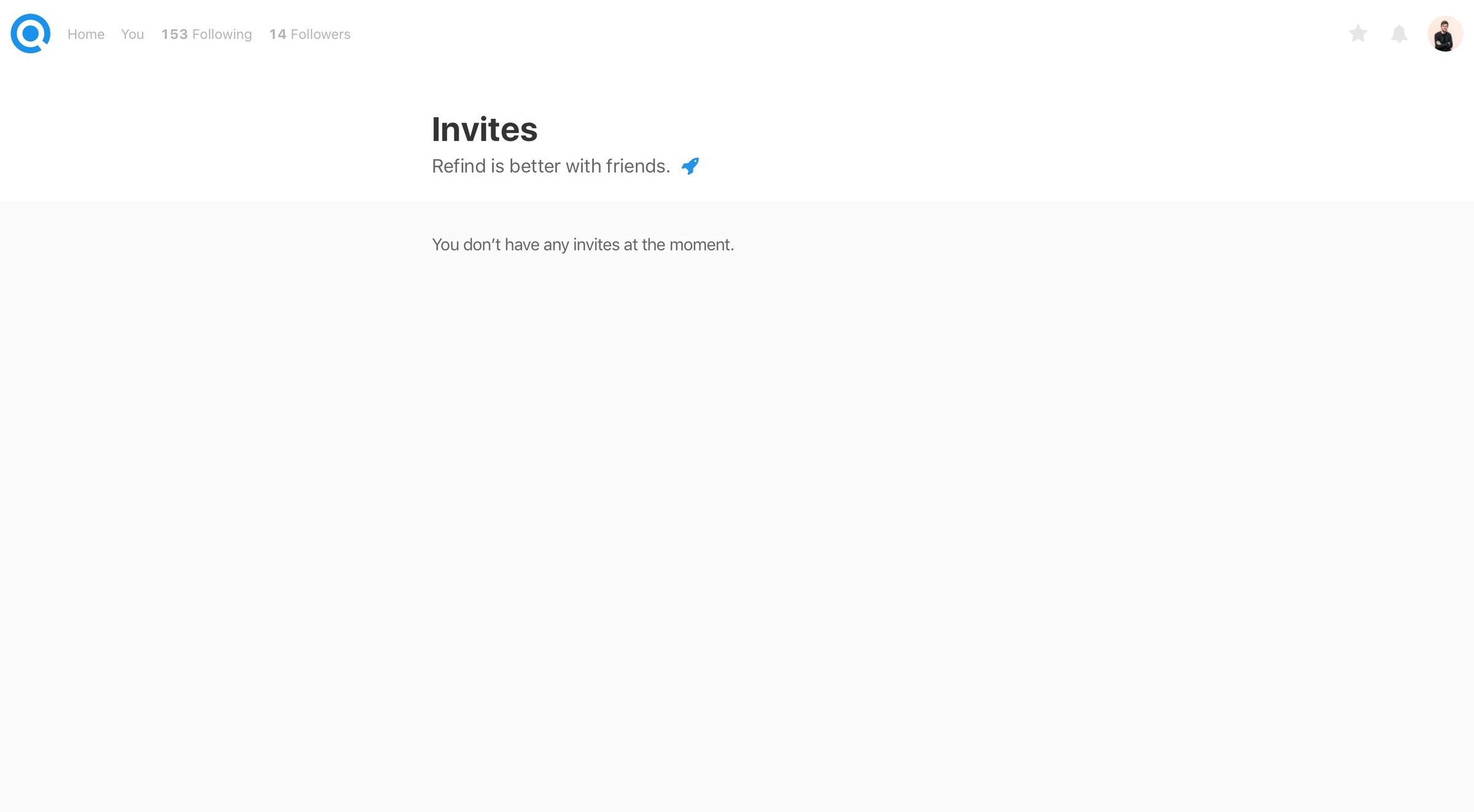Refind - Invite friends screen