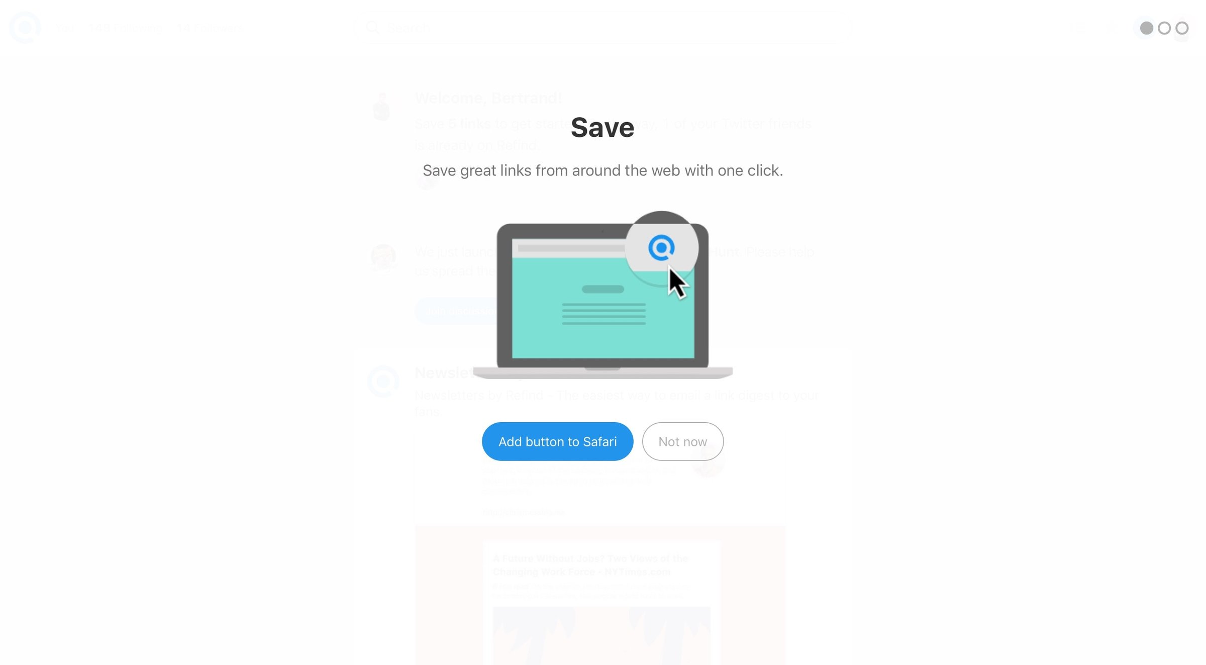 Refind - Onboarding screen