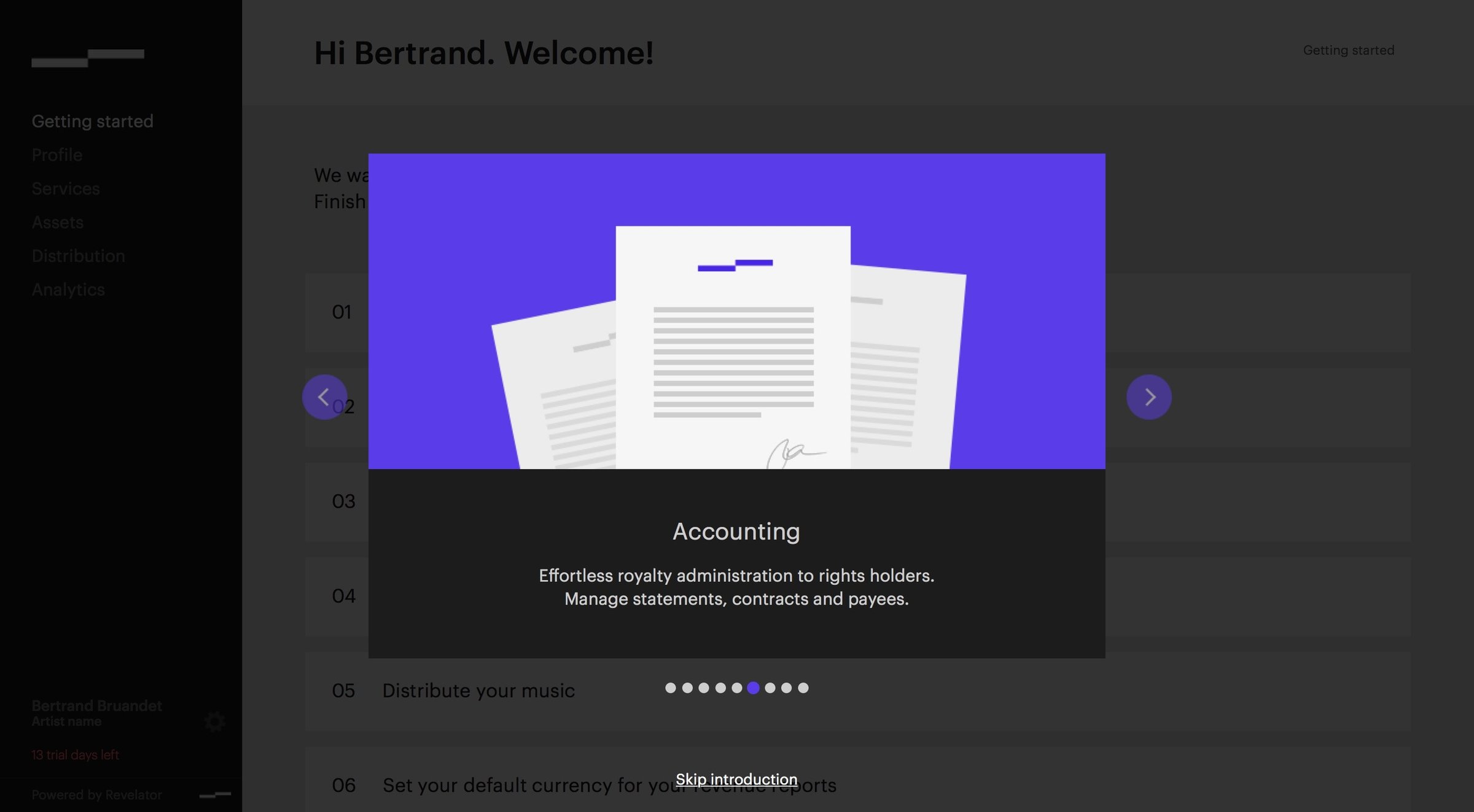 Revelator - Onboarding screen