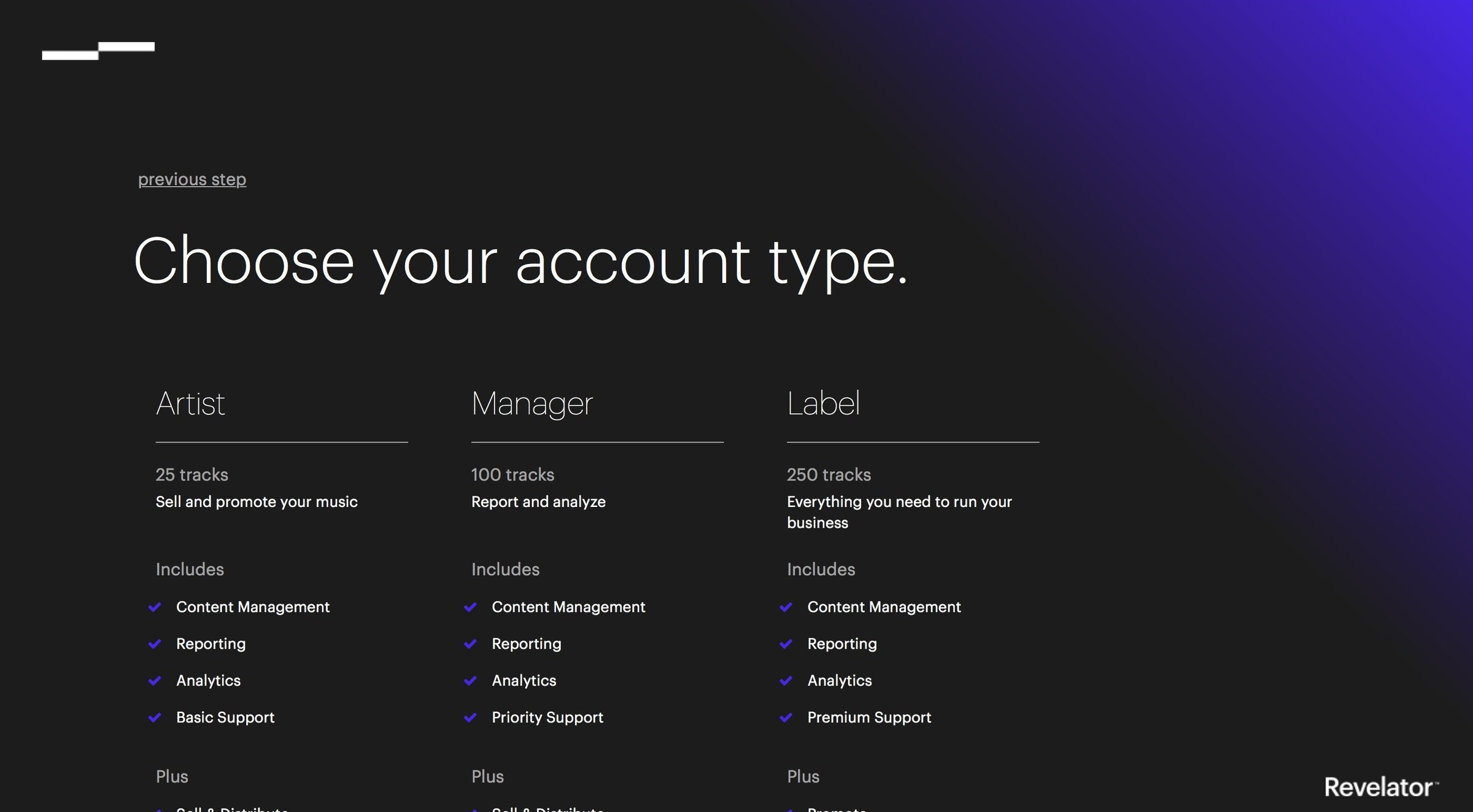 Revelator - Sign up screen