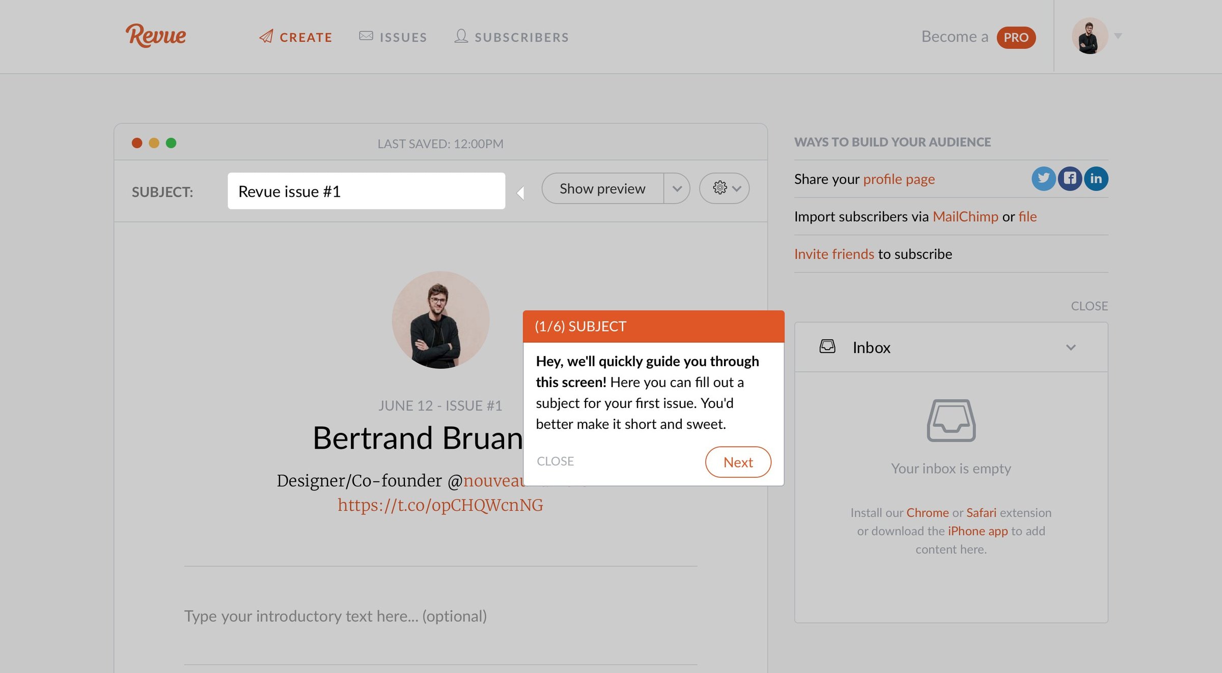 Revue - Onboarding screen