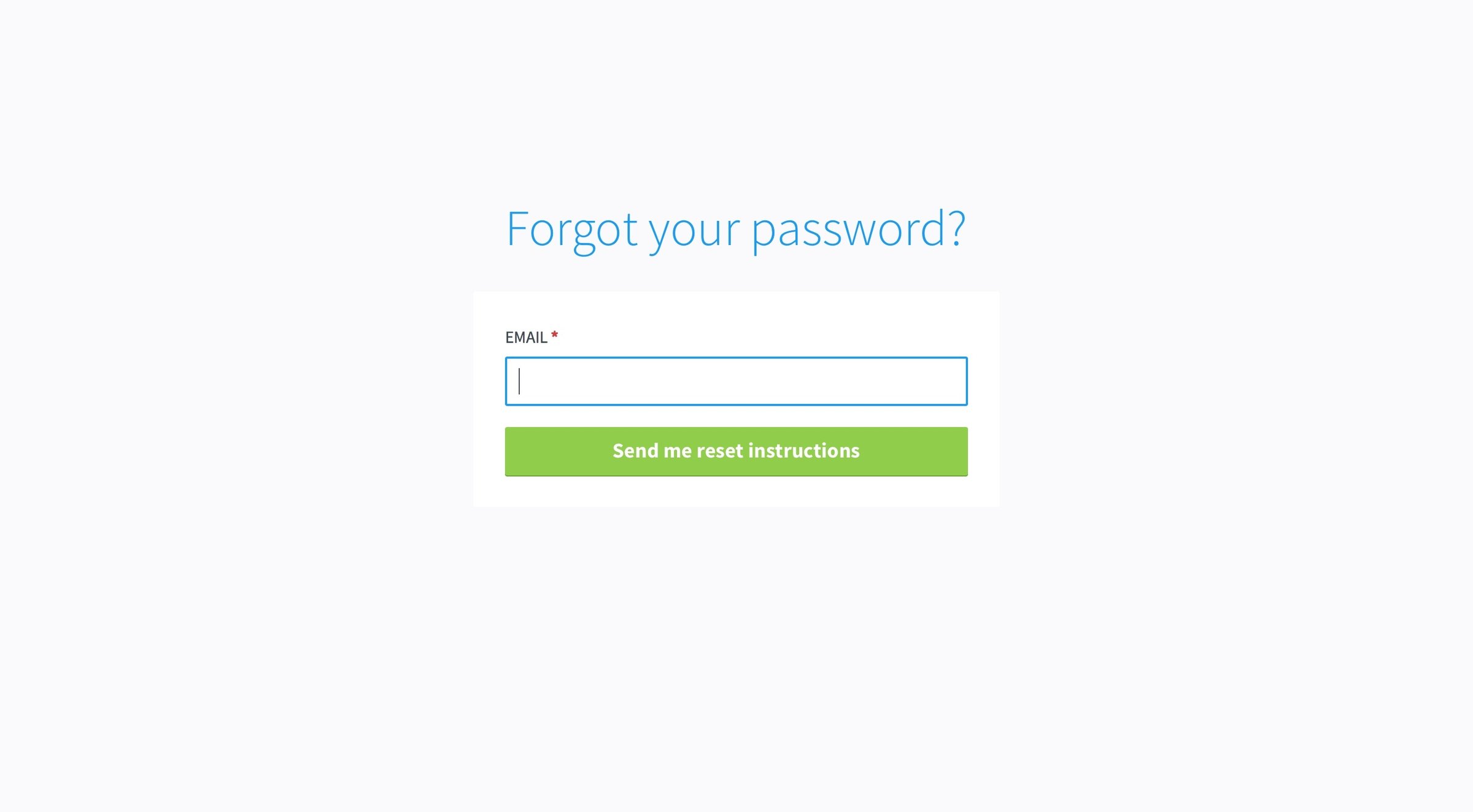 Siteleaf - Password reset screen