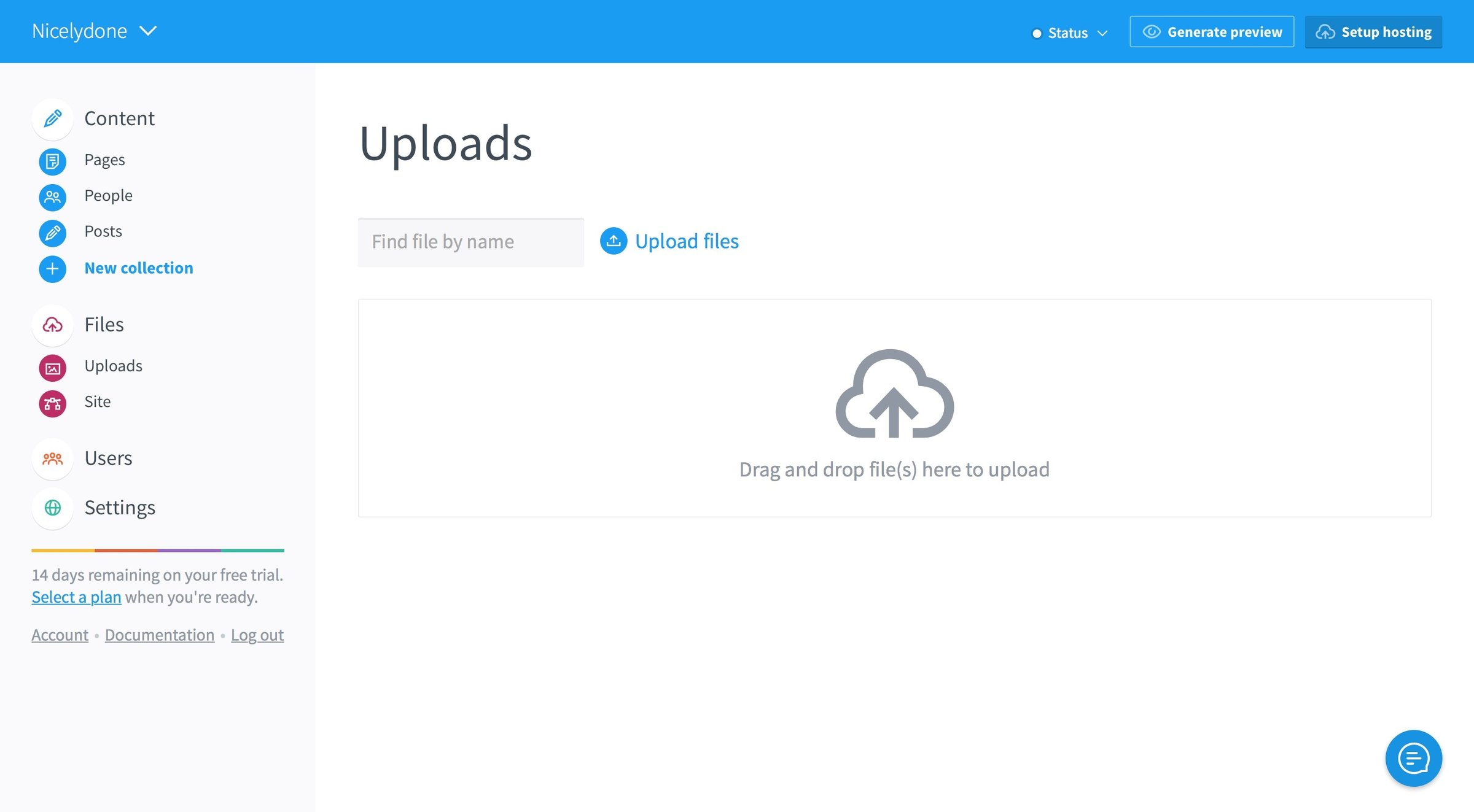 Siteleaf - Upload screen