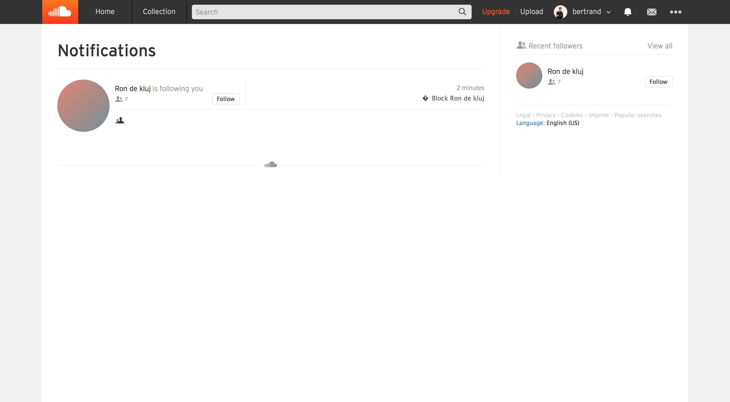 Soundcloud - Notifications screen