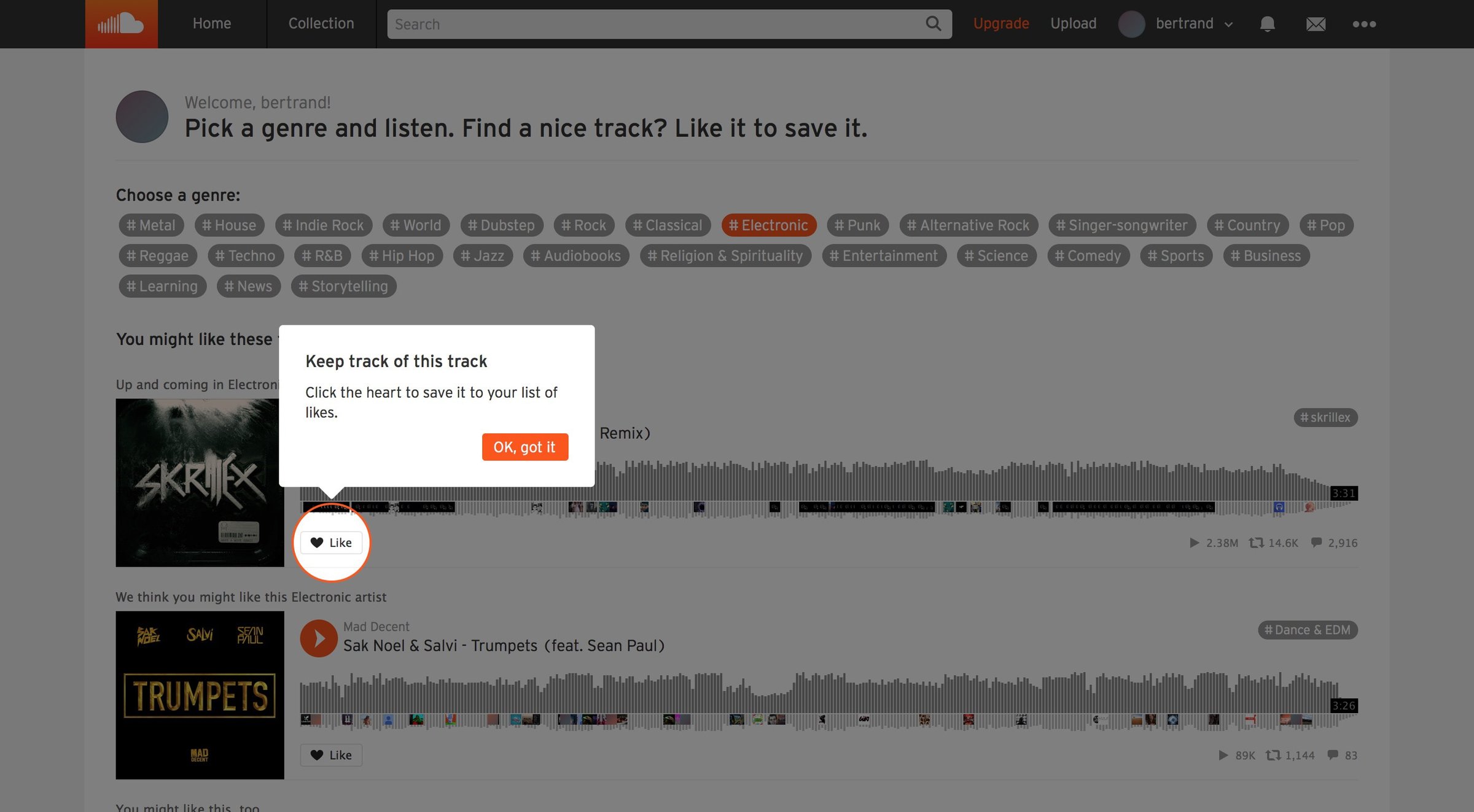 Soundcloud - Onboarding screen