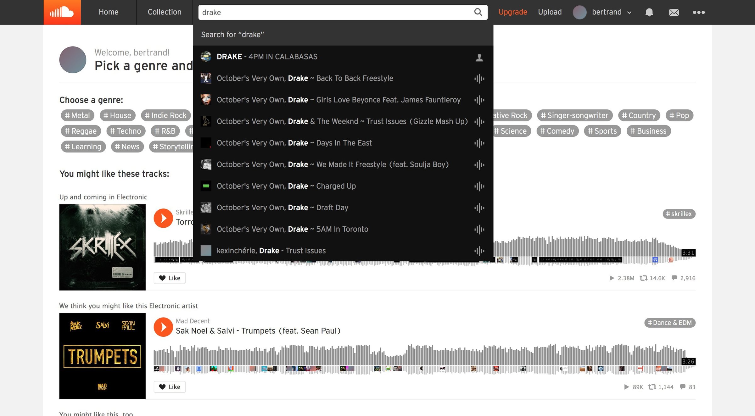 Soundcloud - Search screen
