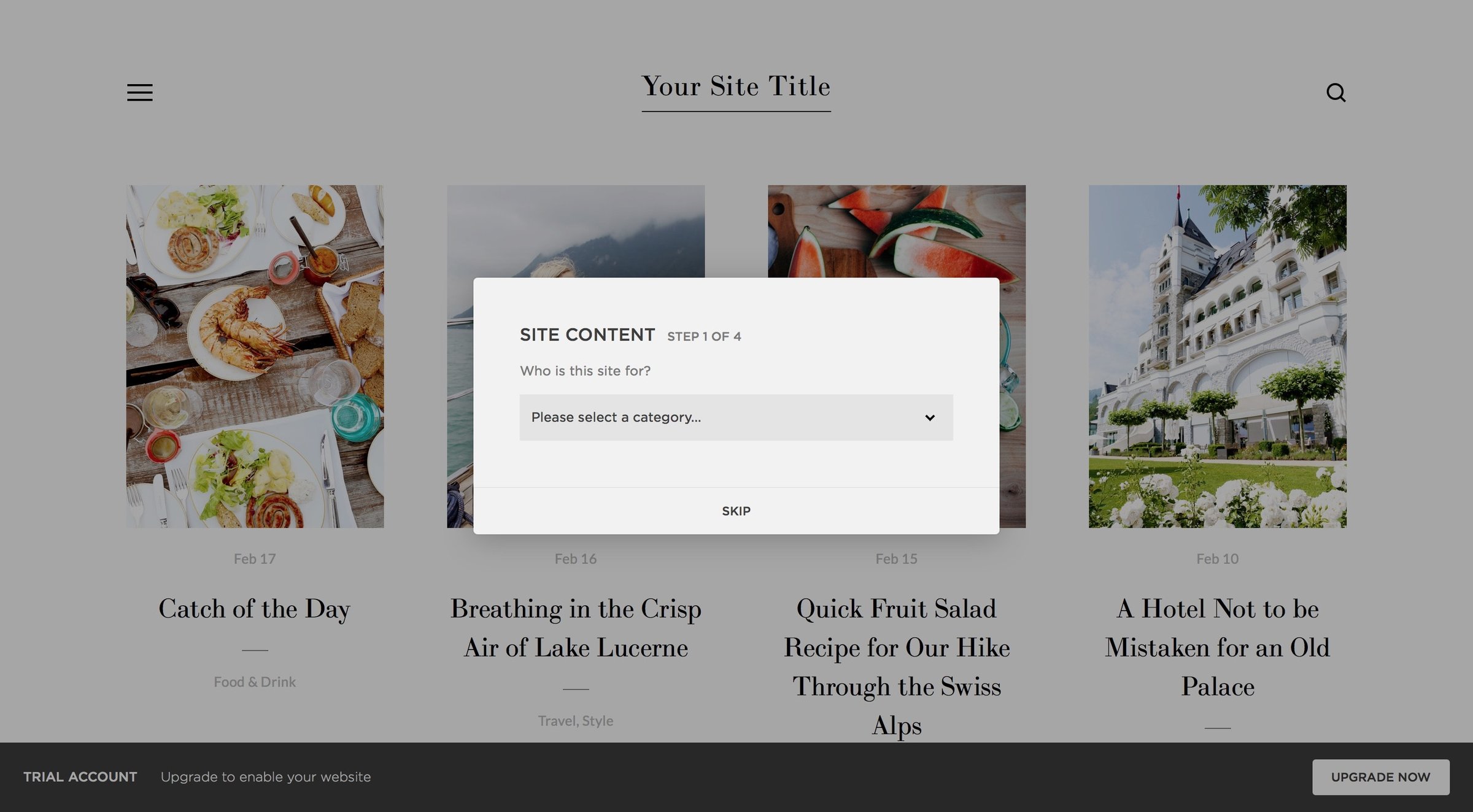 Squarespace - Onboarding screen